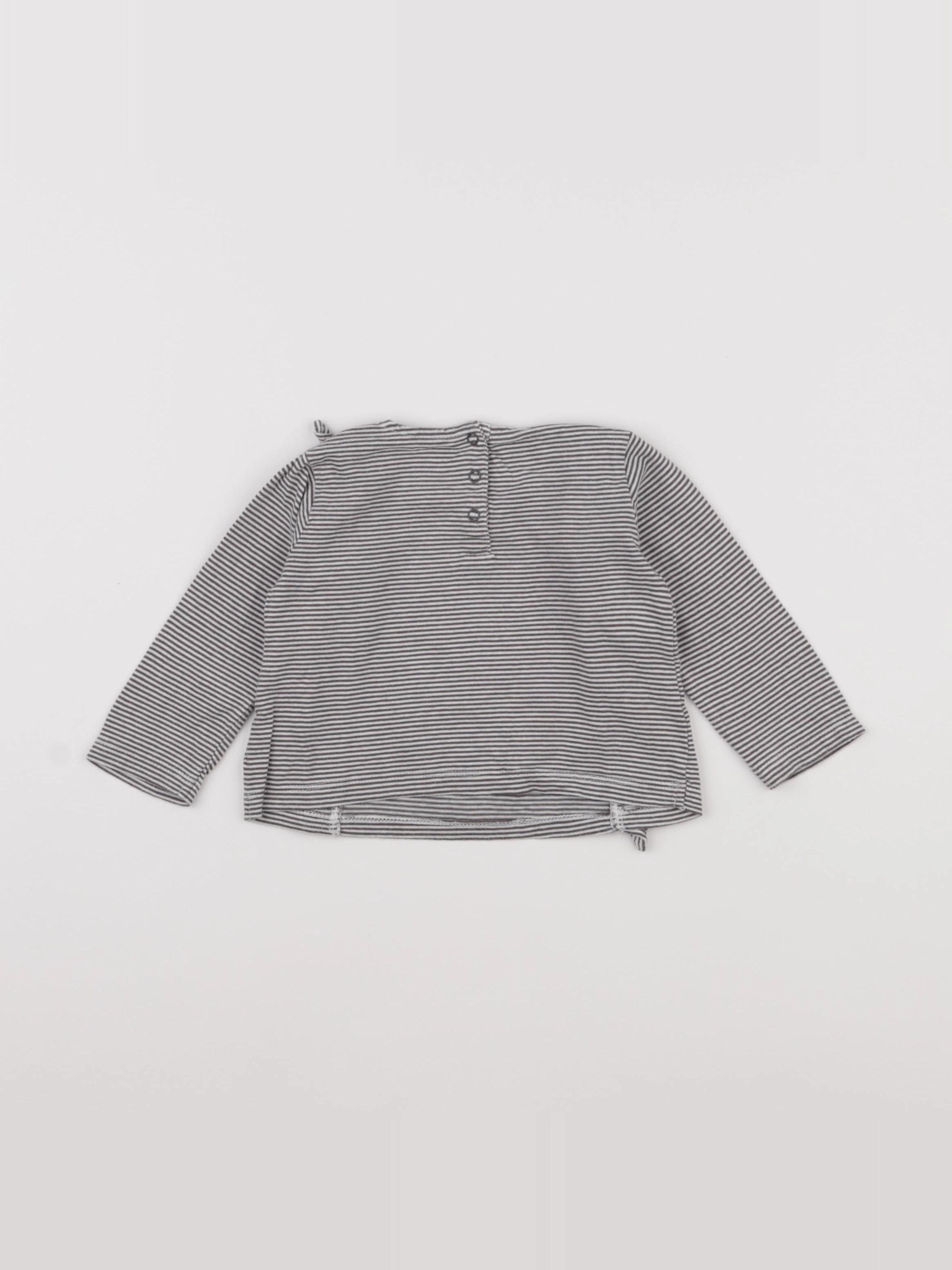 Boutchou - tee-shirt blanc, bleu - 6 mois