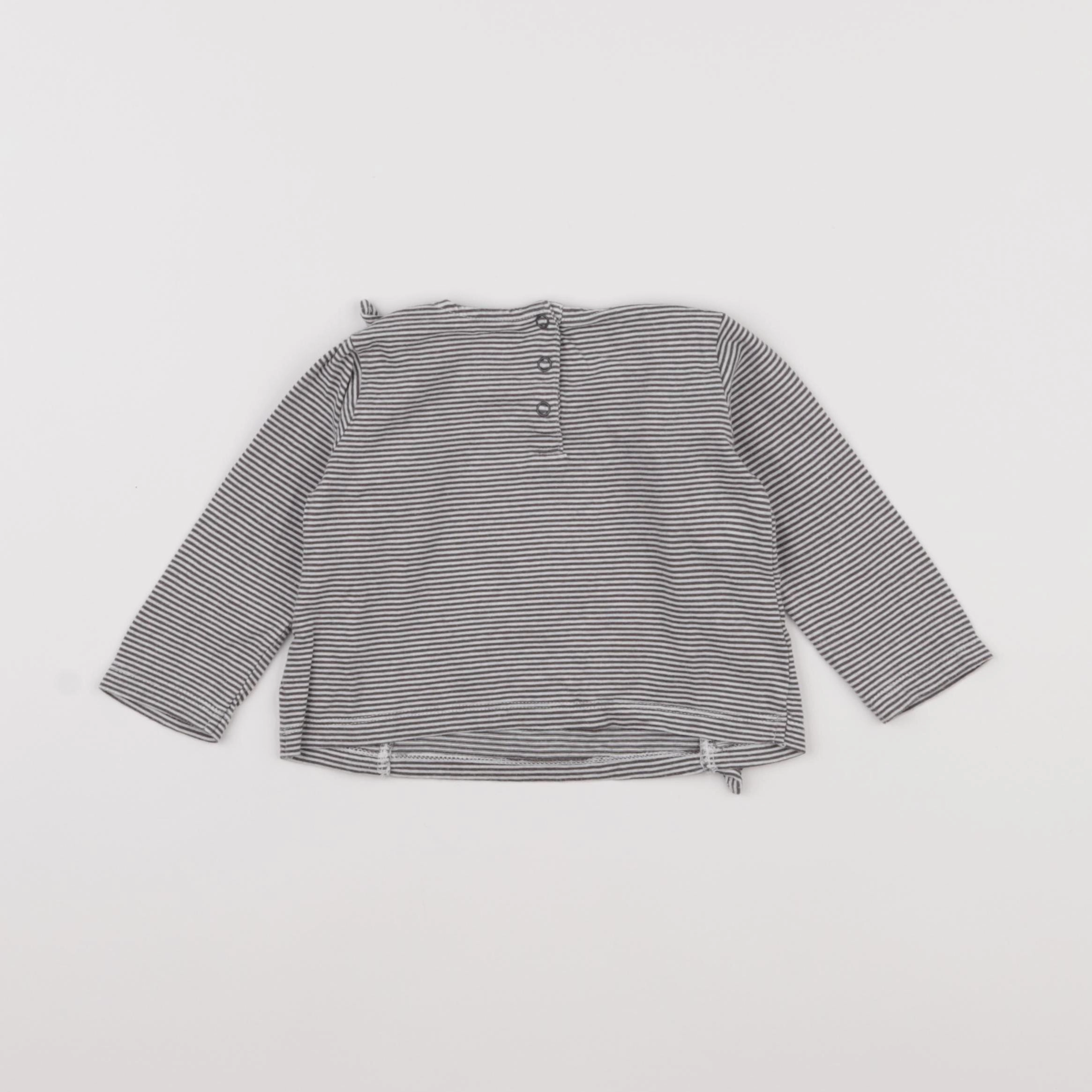 Boutchou - tee-shirt blanc, bleu - 6 mois