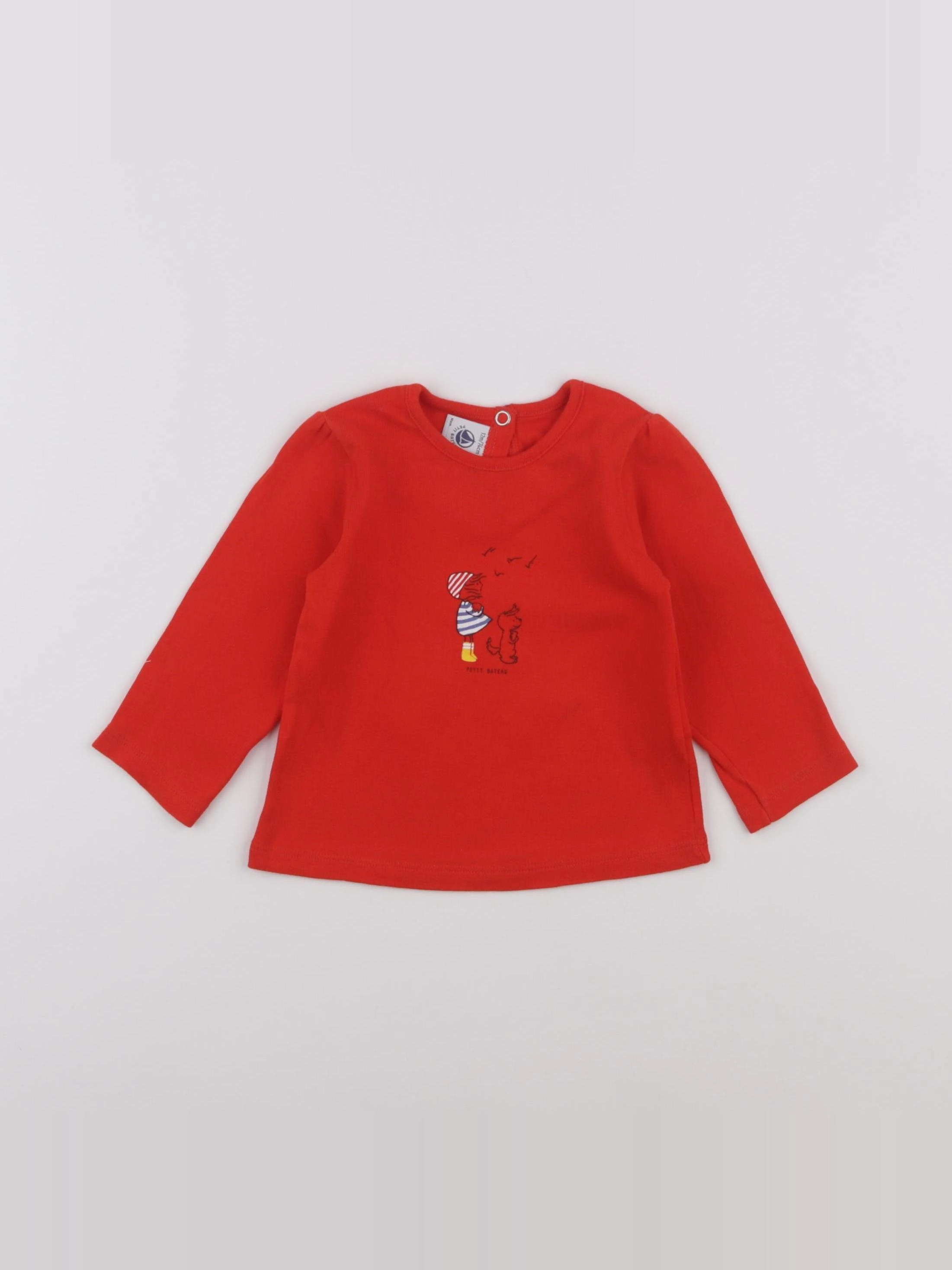 Petit Bateau - tee-shirt rouge - 12 mois
