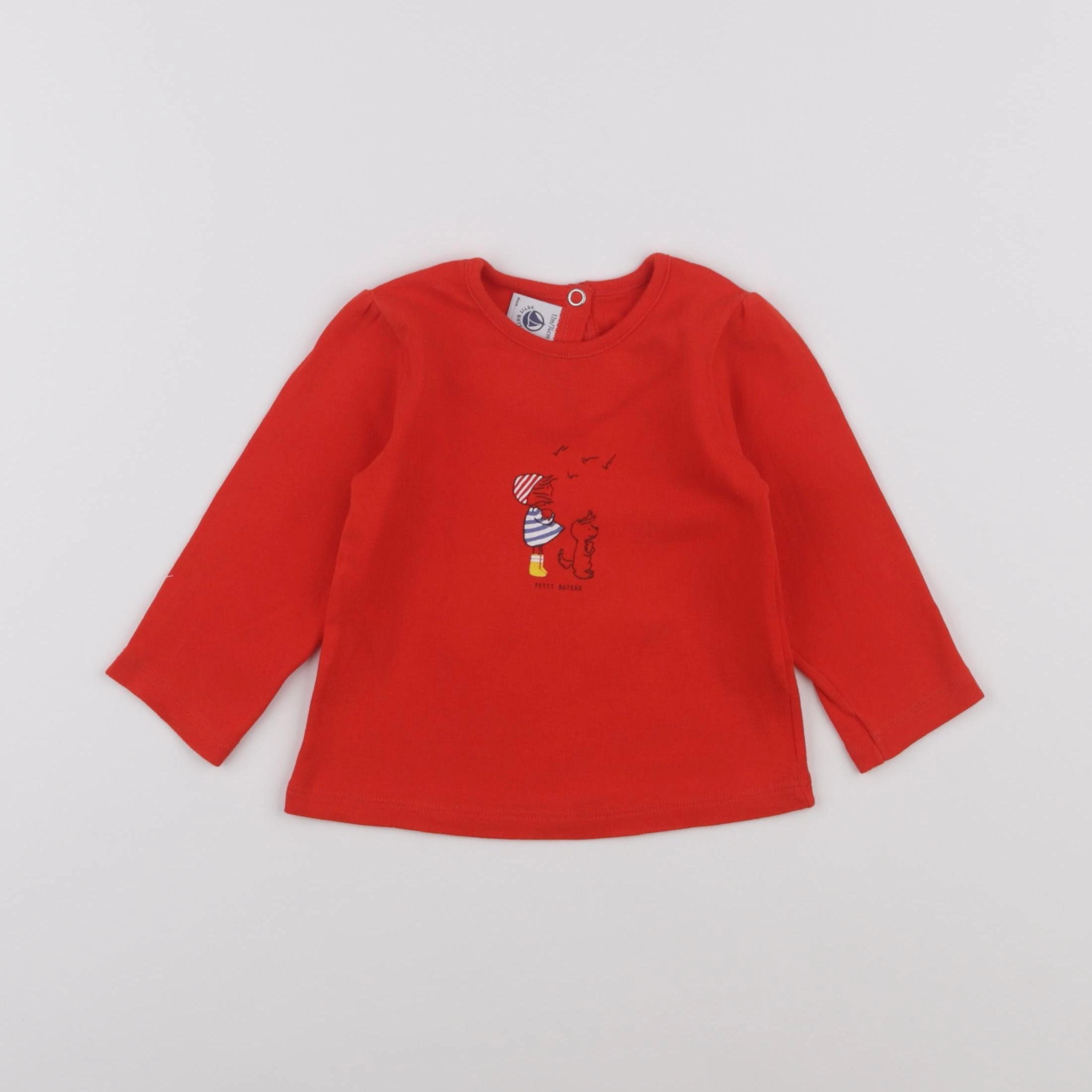 Petit Bateau - tee-shirt rouge - 12 mois