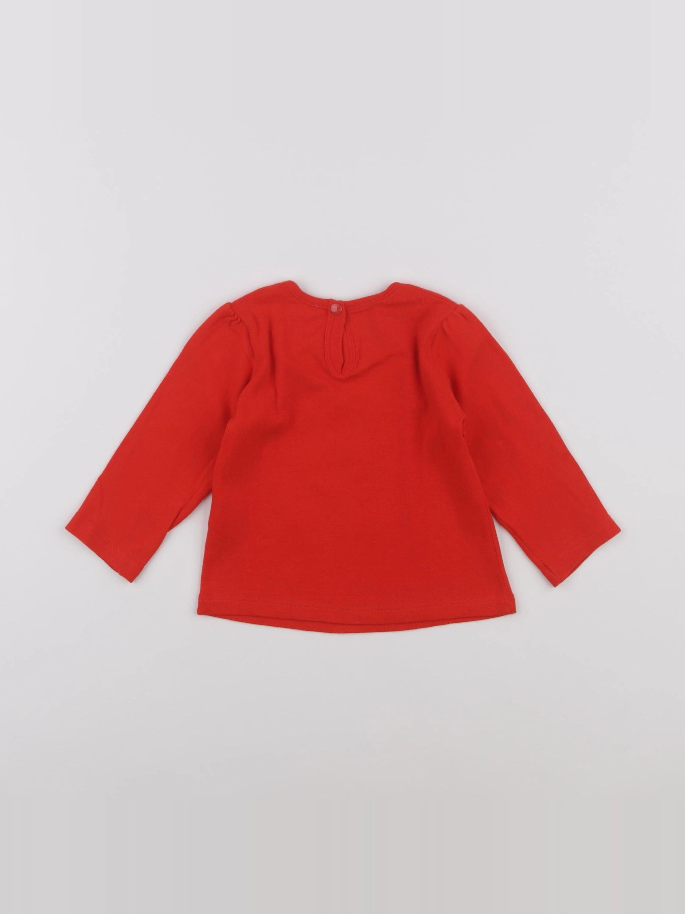 Petit Bateau - tee-shirt rouge - 12 mois