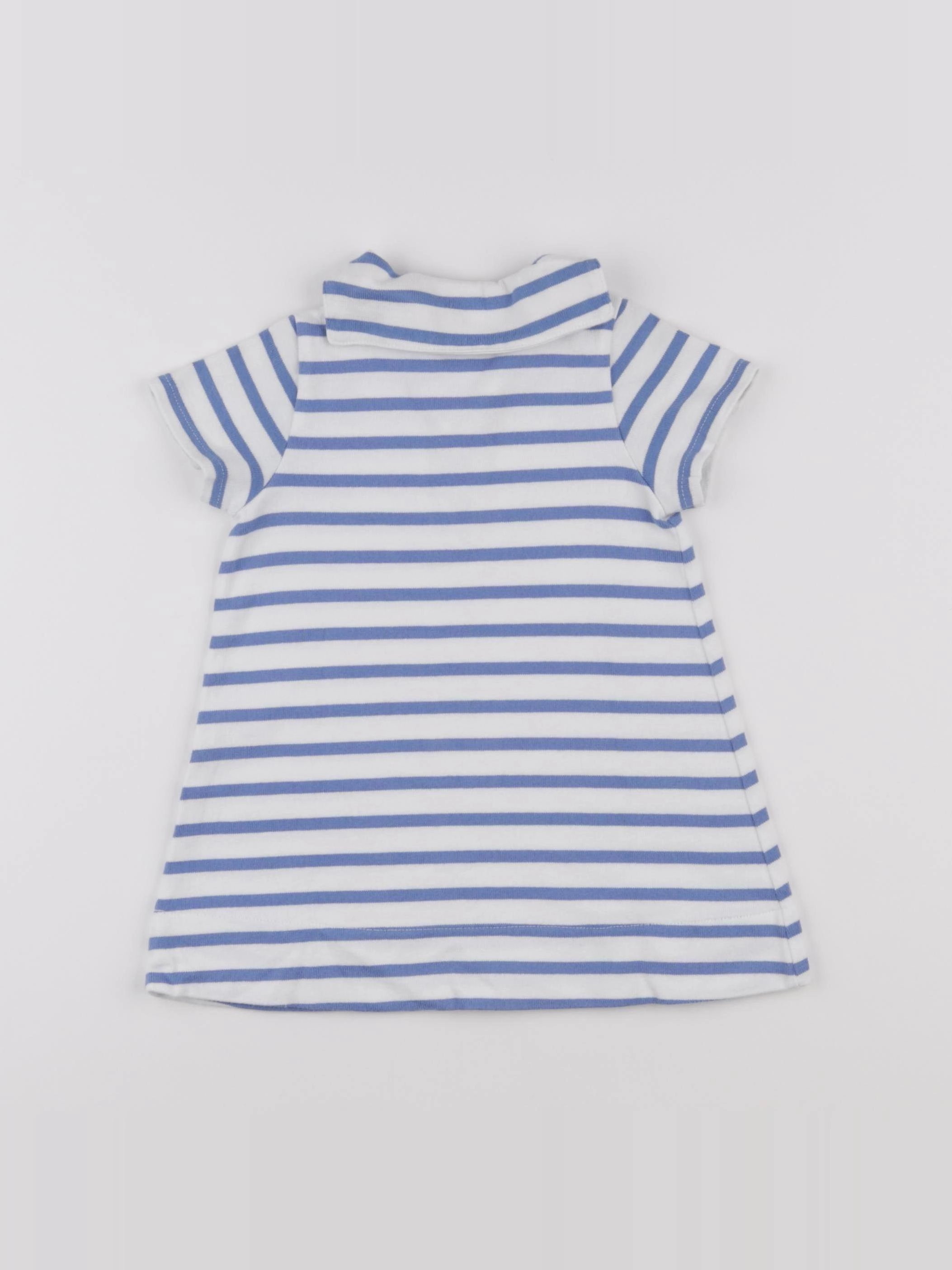 Petit Bateau - robe blanc, bleu - 12 mois