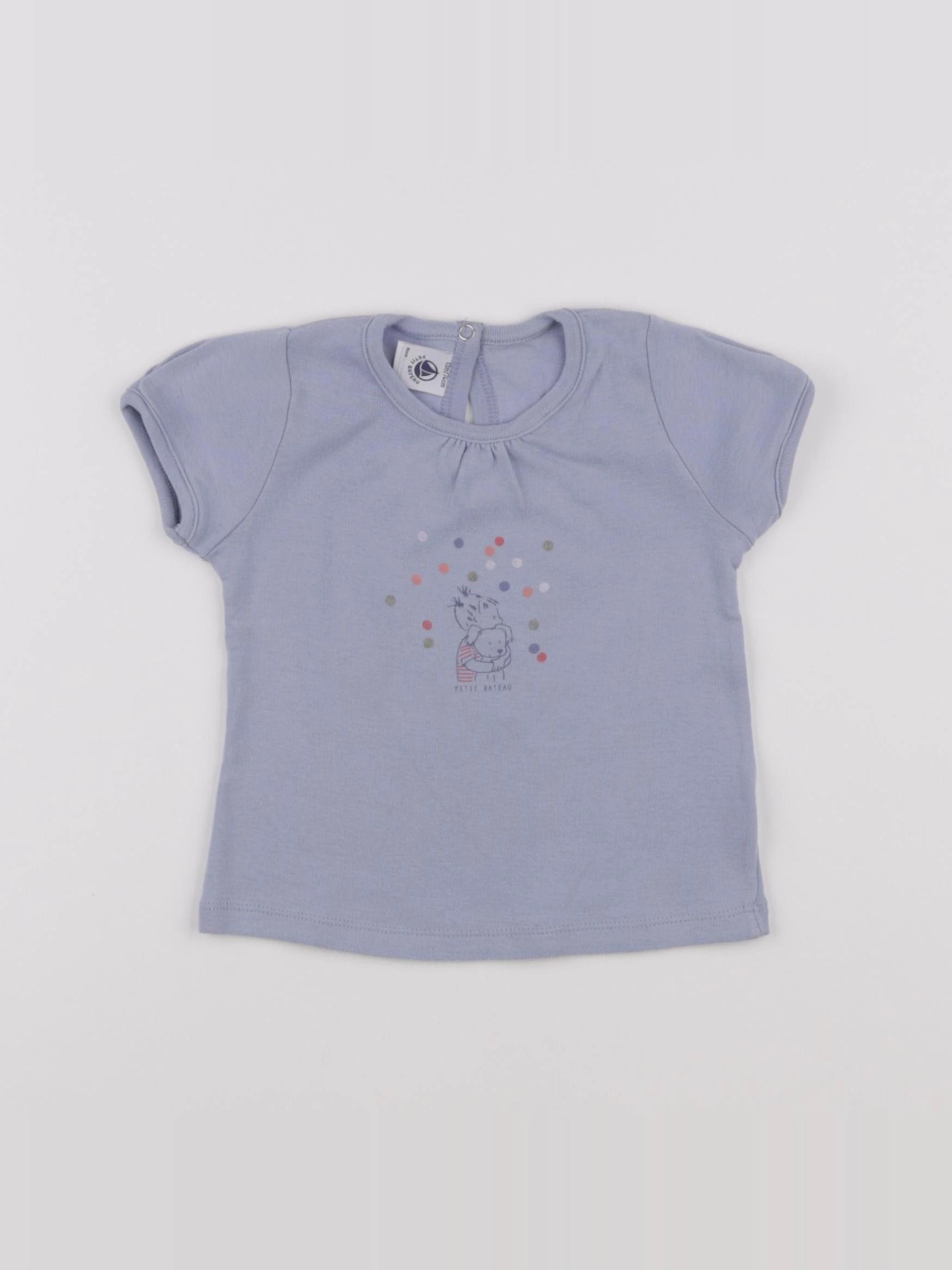 Petit Bateau - tee-shirt bleu - 12 mois