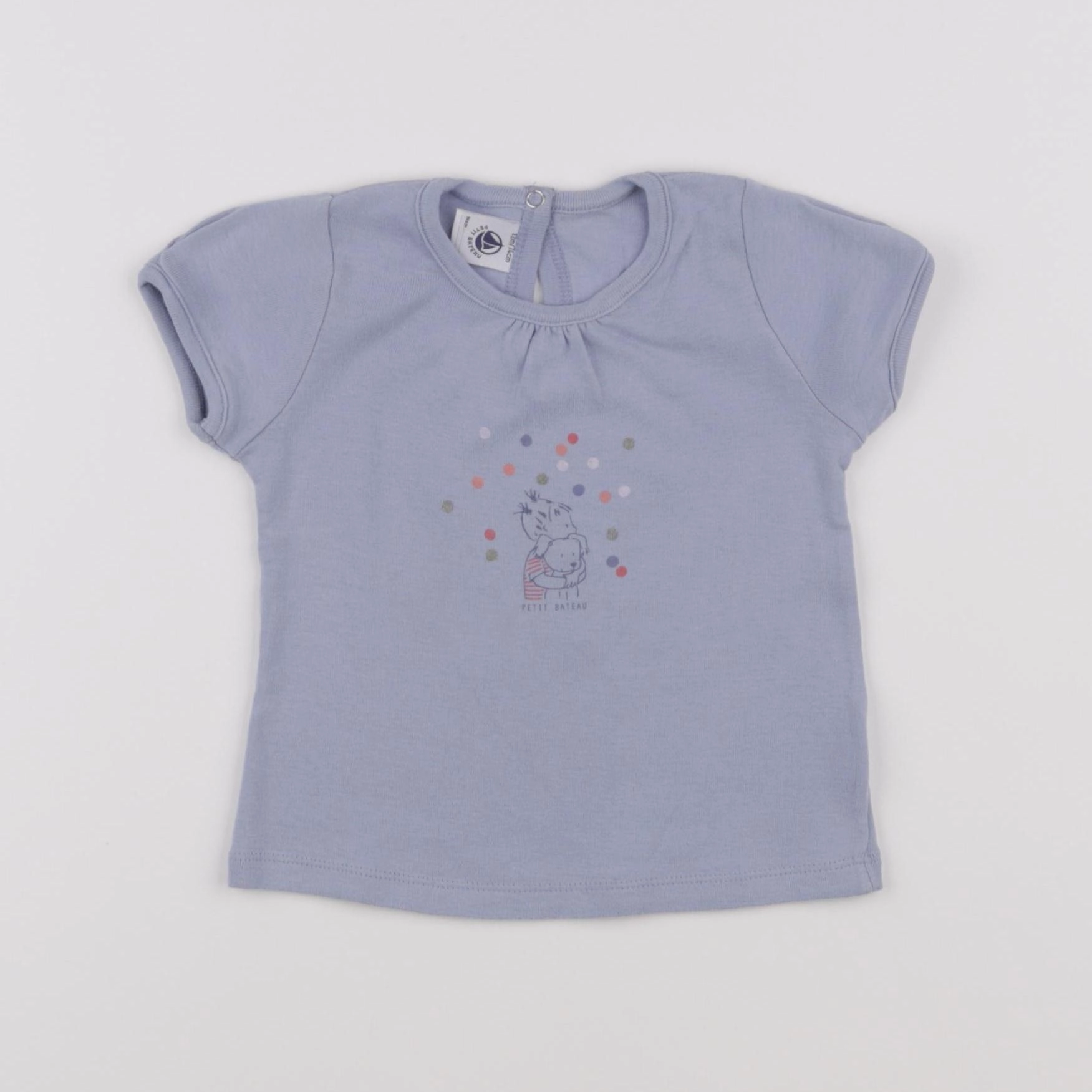 Petit Bateau - tee-shirt bleu - 12 mois