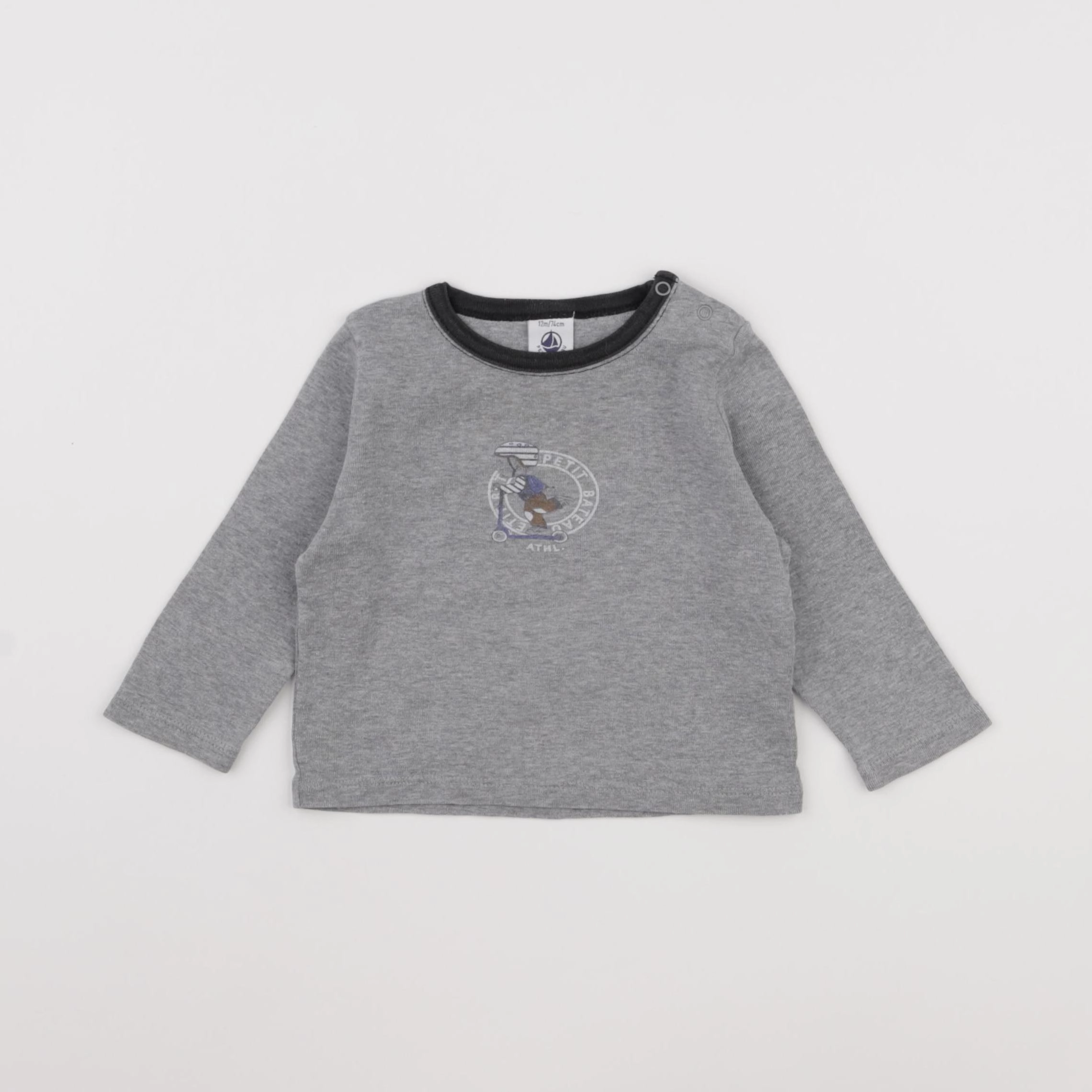 Petit Bateau - tee-shirt gris - 12 mois