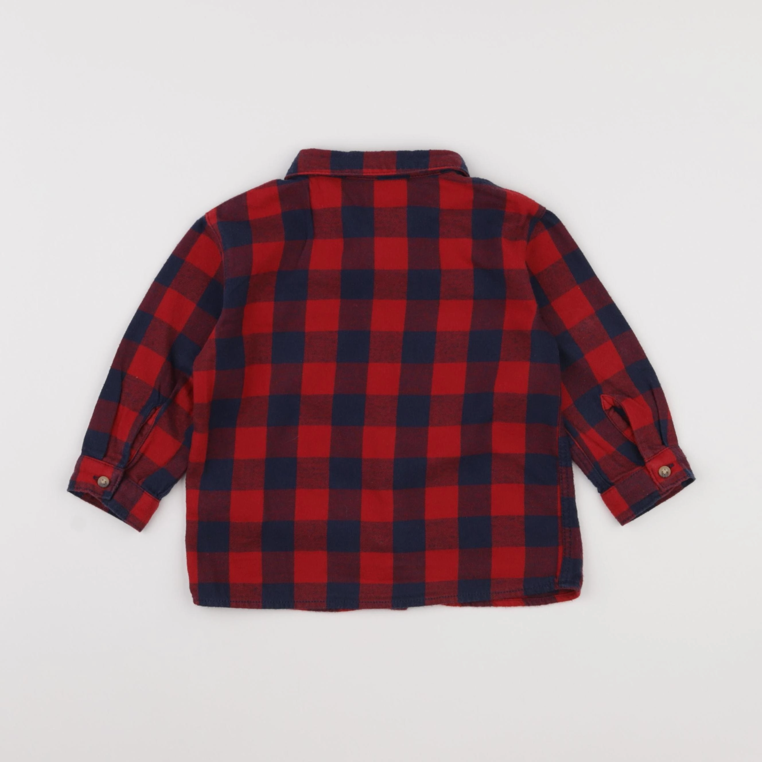 H&M - chemise bleu, rouge - 12/18 mois