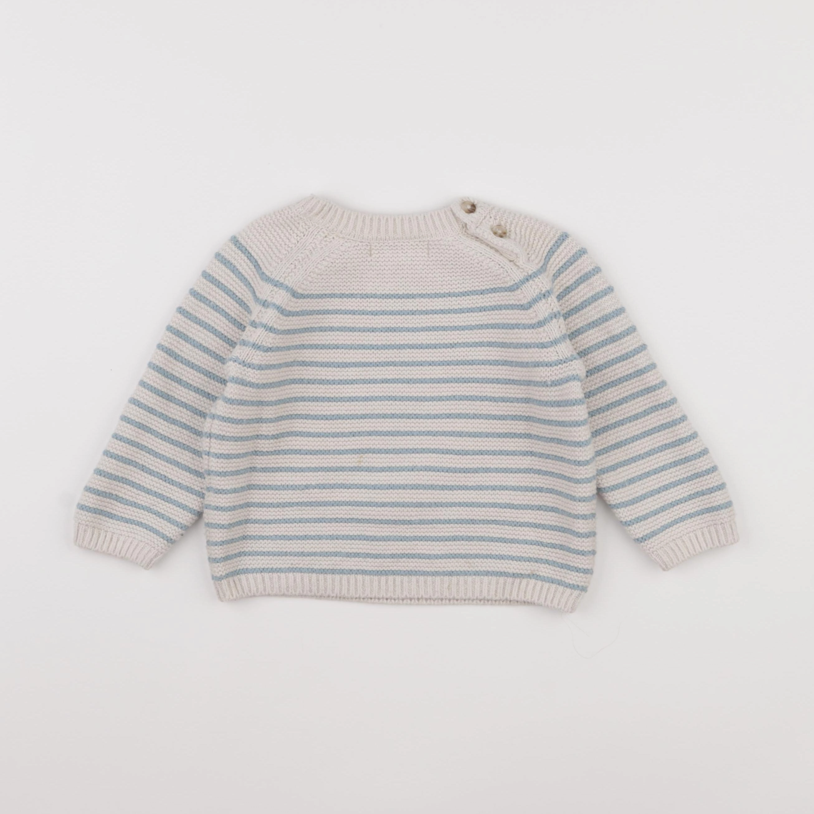 Zara - pull beige, bleu - 9/12 mois