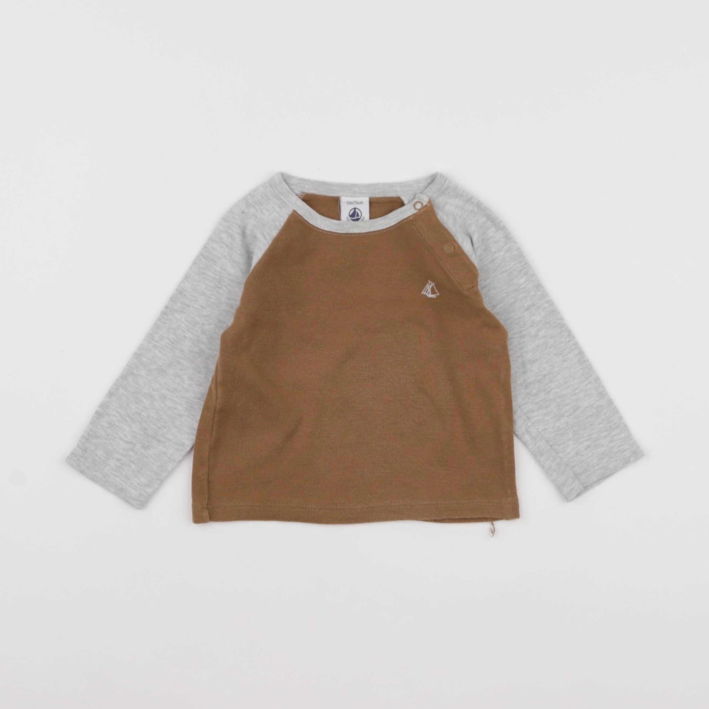 Petit Bateau - tee-shirt marron - 12 mois