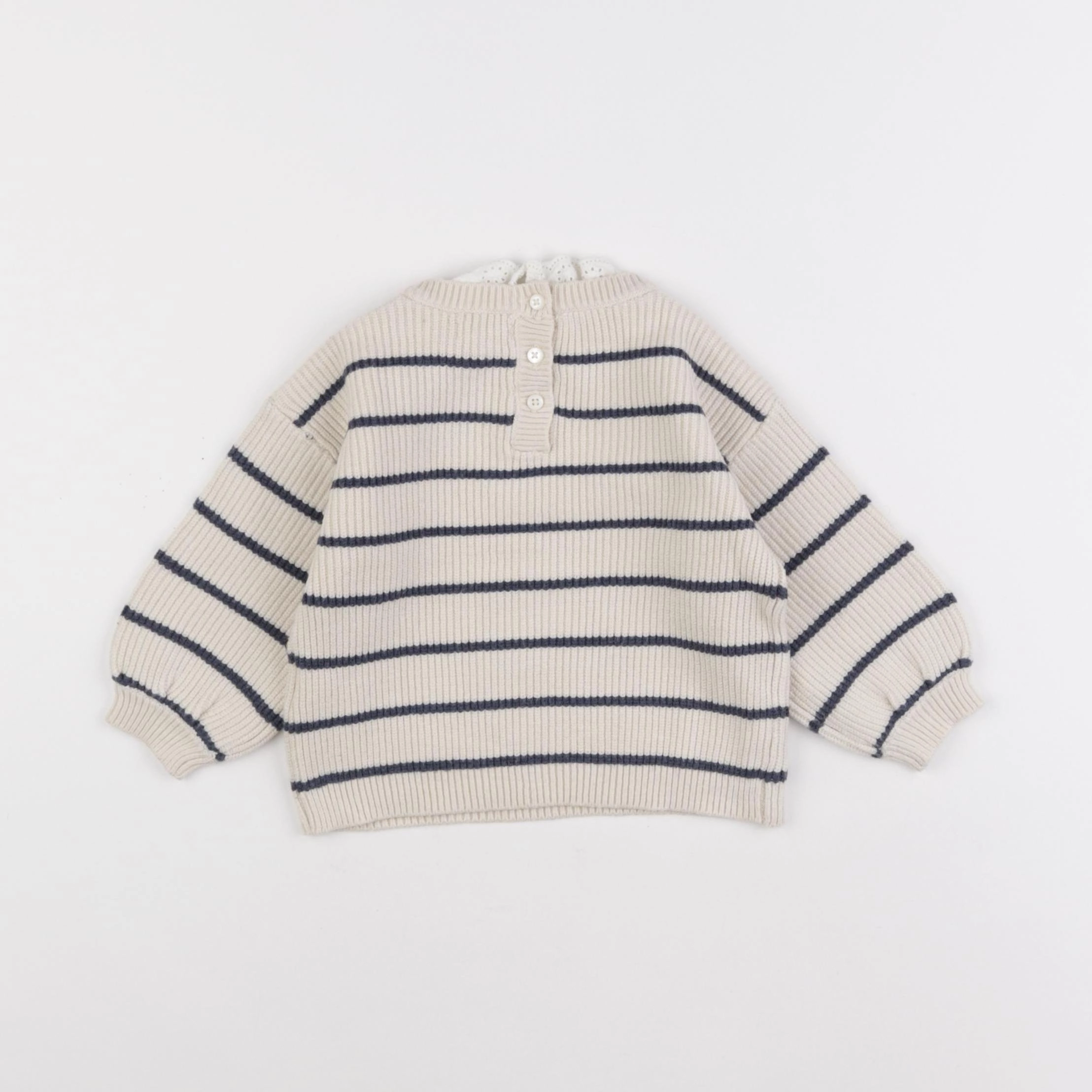 Vertbaudet - pull beige, bleu - 12 mois