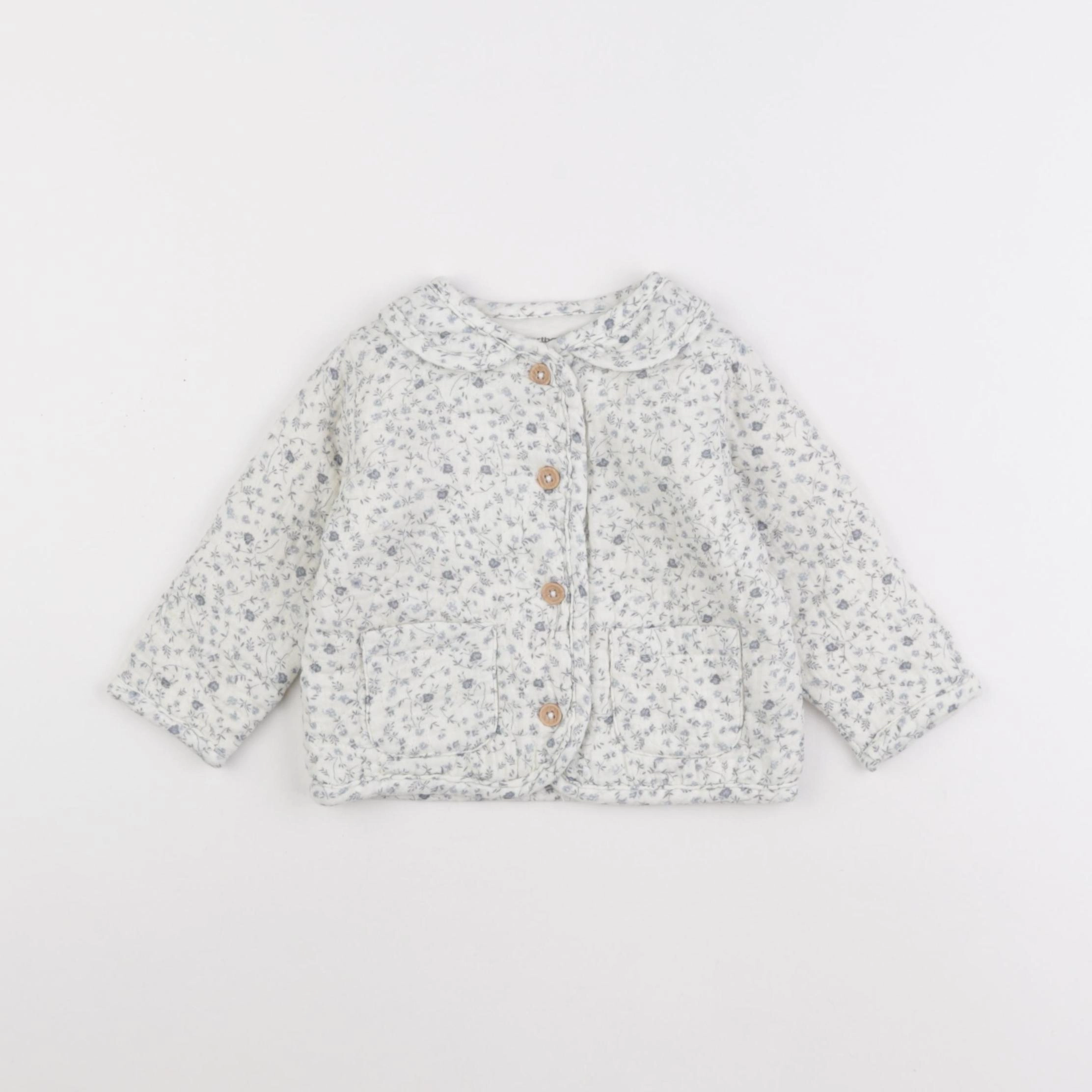 Vertbaudet - veste blanc, bleu - 9 mois