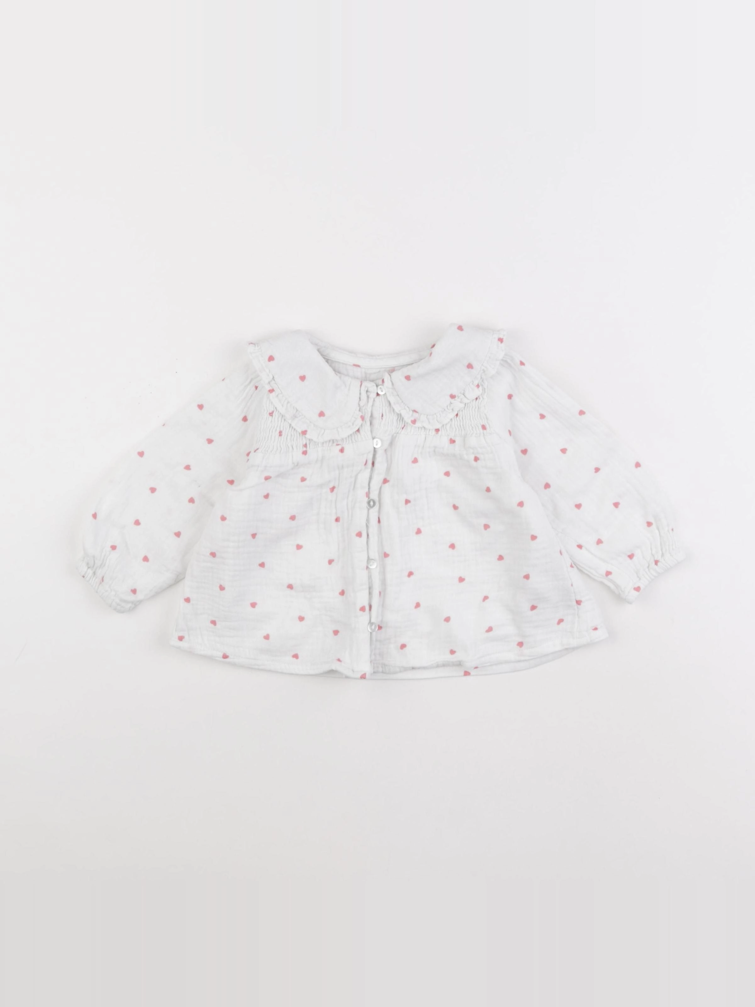Vertbaudet - blouse blanc, rouge - 12 mois