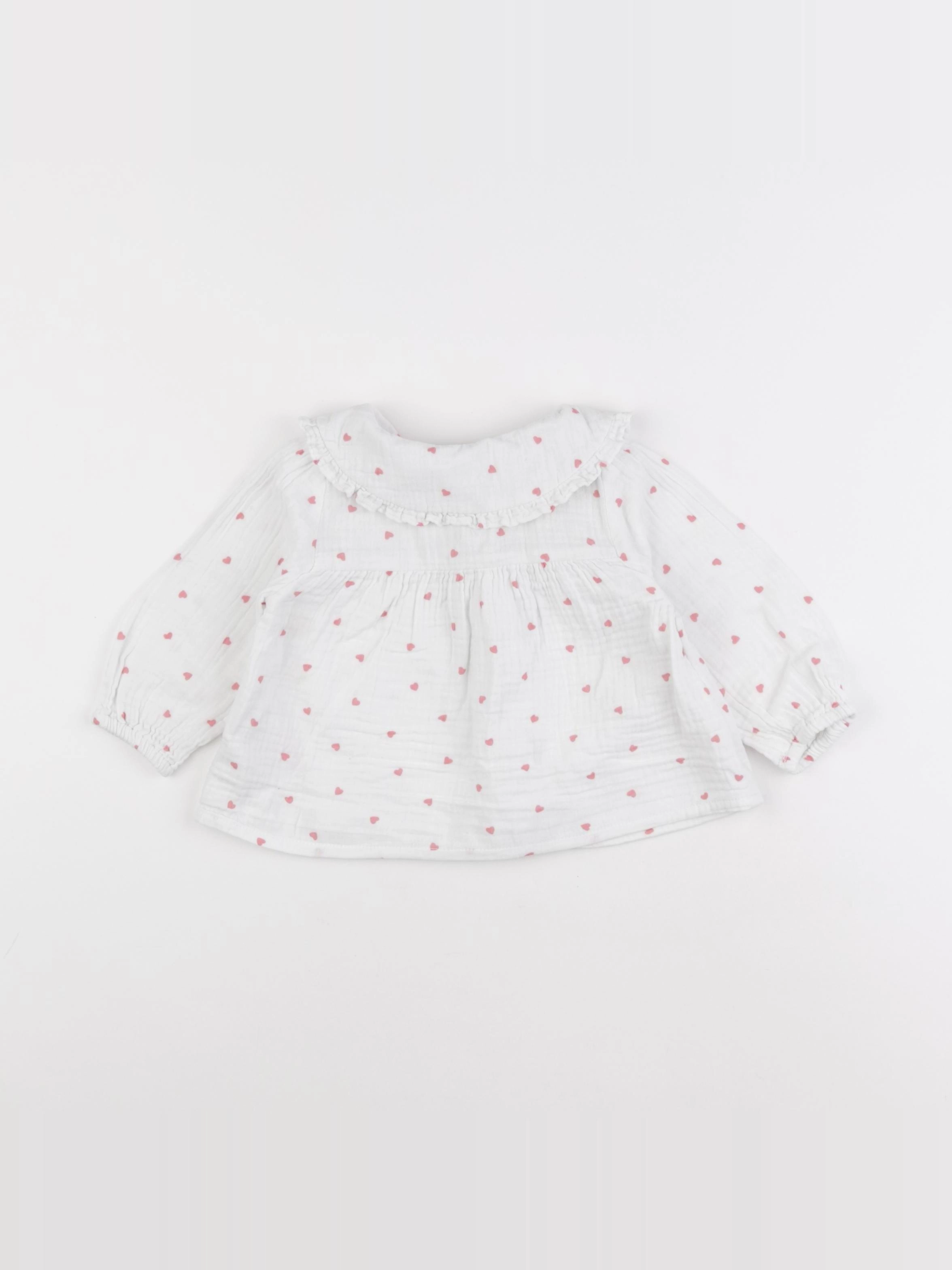 Vertbaudet - blouse blanc, rouge - 12 mois