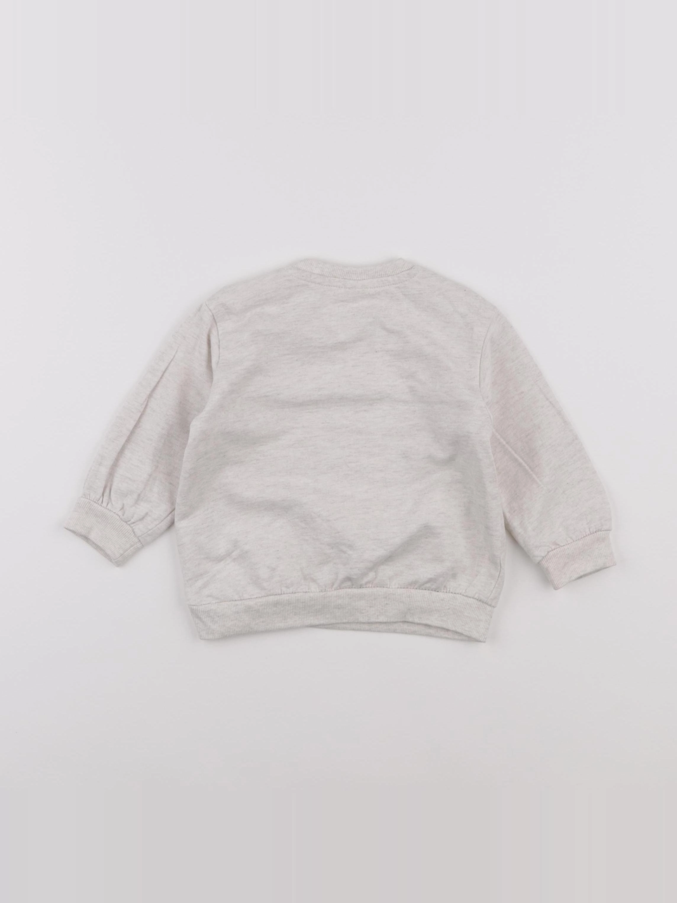 H&M - sweat beige - 6/9 mois