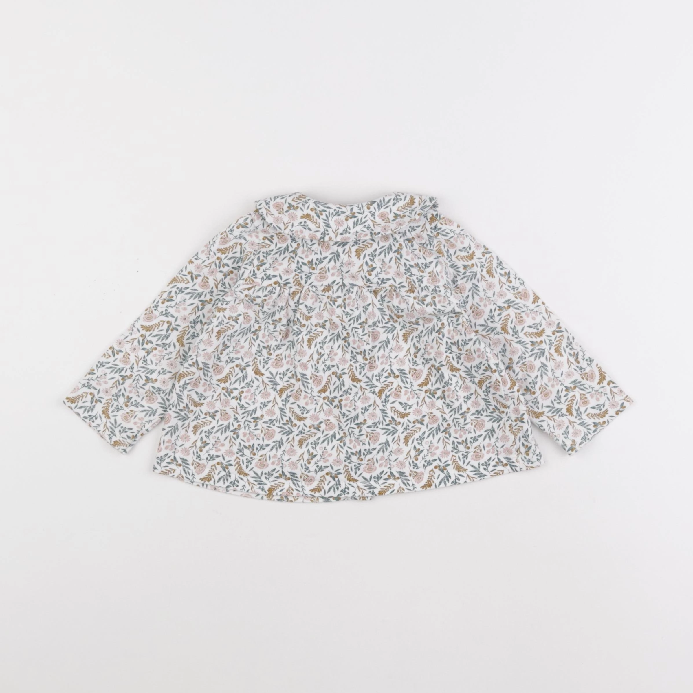 Vertbaudet - tee-shirt blanc, marron, vert - 12 mois