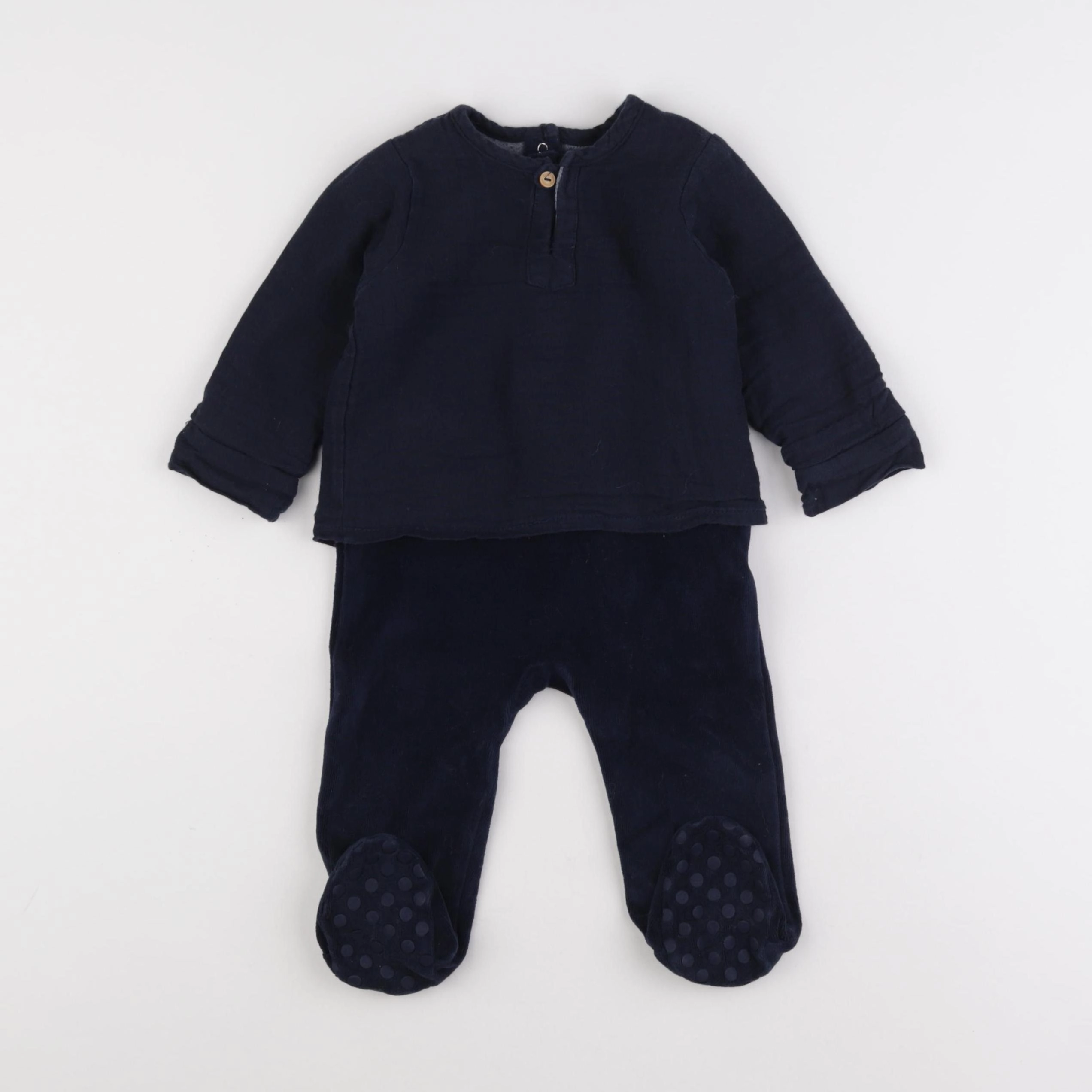 Vertbaudet - pyjama velours bleu - 12 mois
