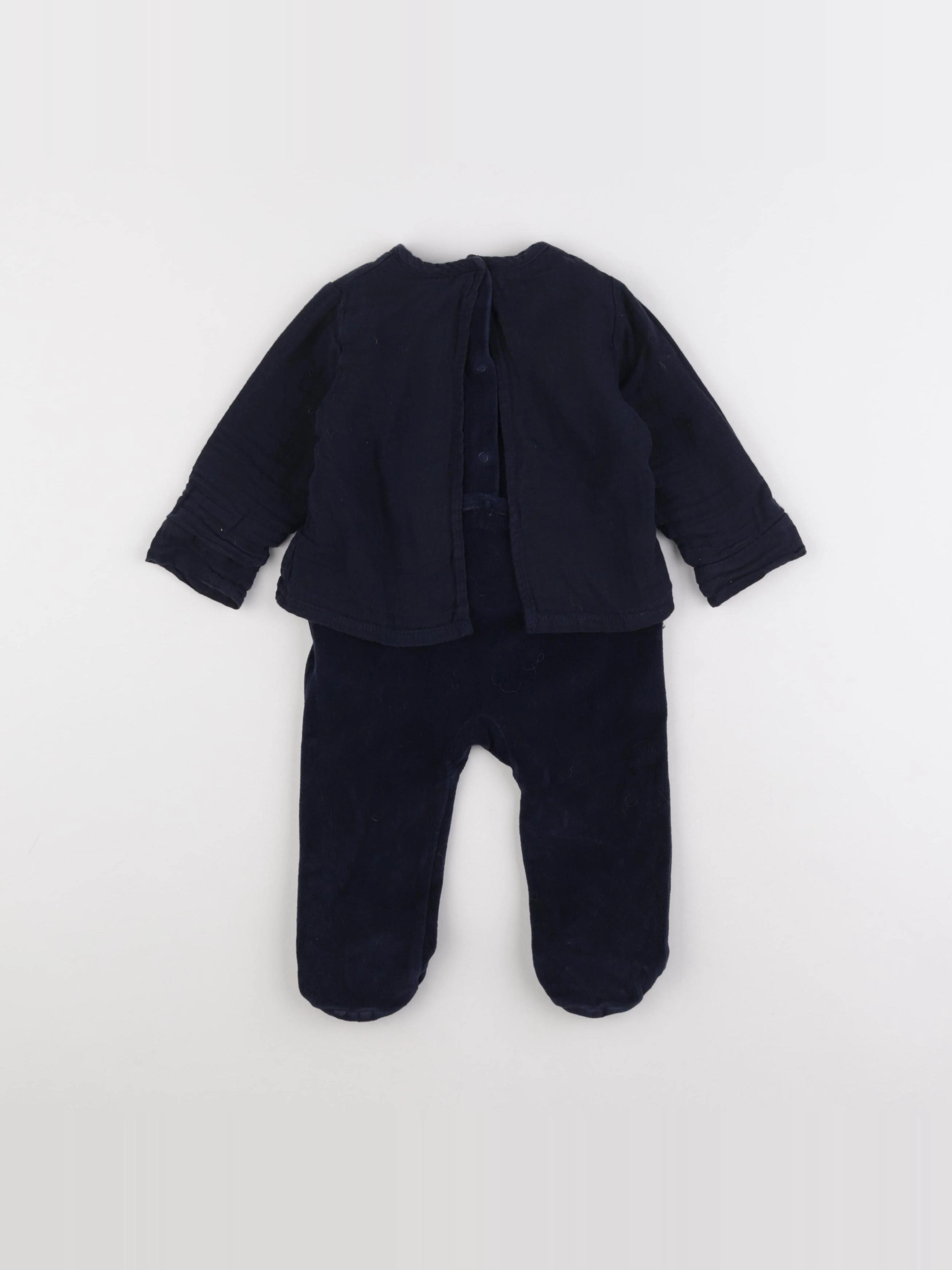 Vertbaudet - pyjama velours bleu - 12 mois