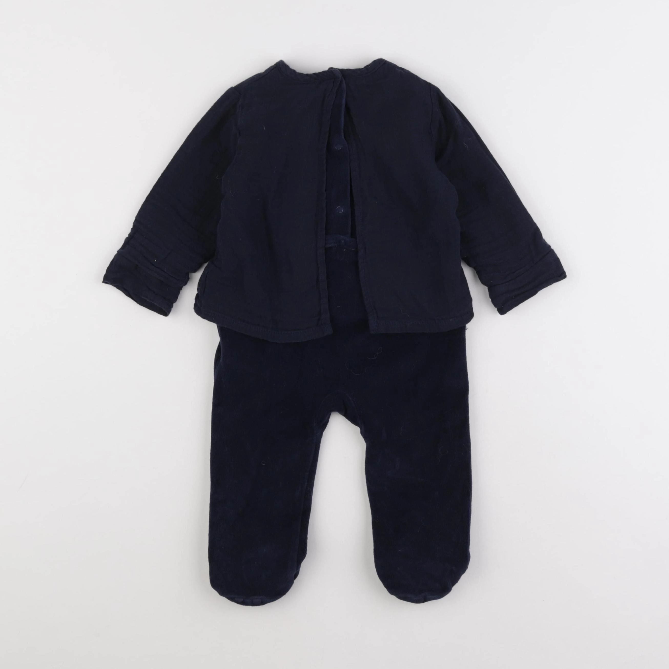 Vertbaudet - pyjama velours bleu - 12 mois
