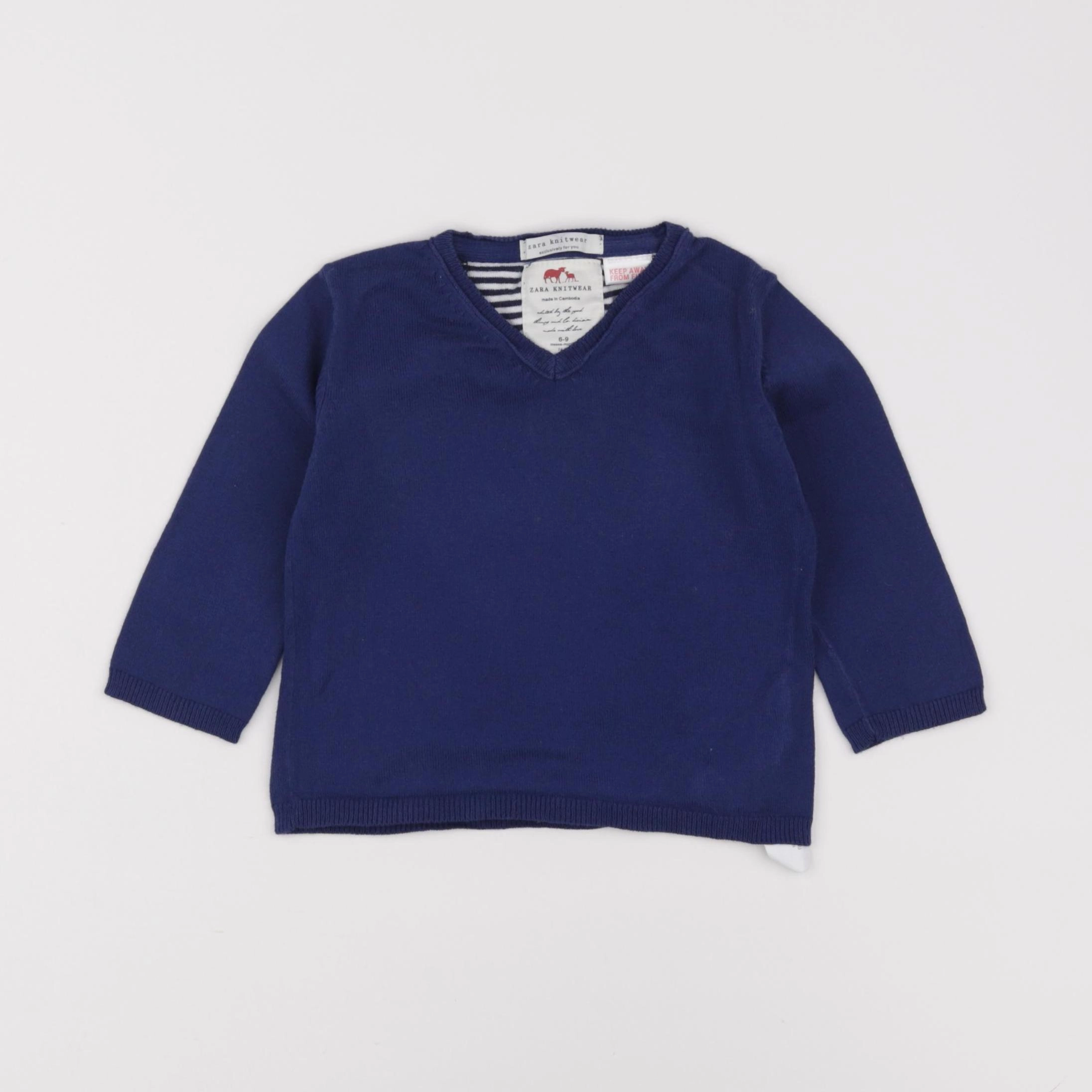 Zara - pull bleu - 6/9 mois