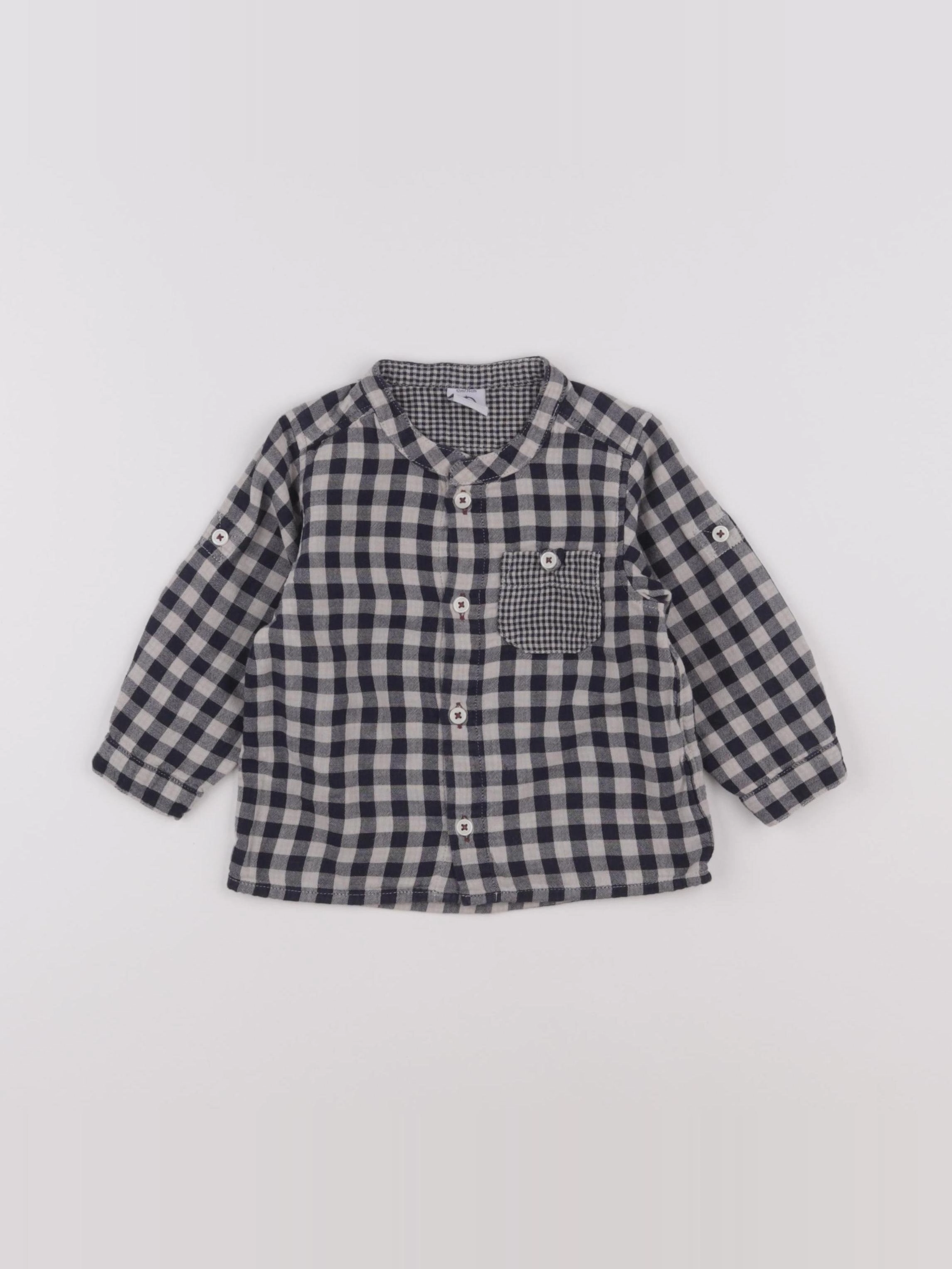 Petit Bateau - chemise bleu - 12 mois