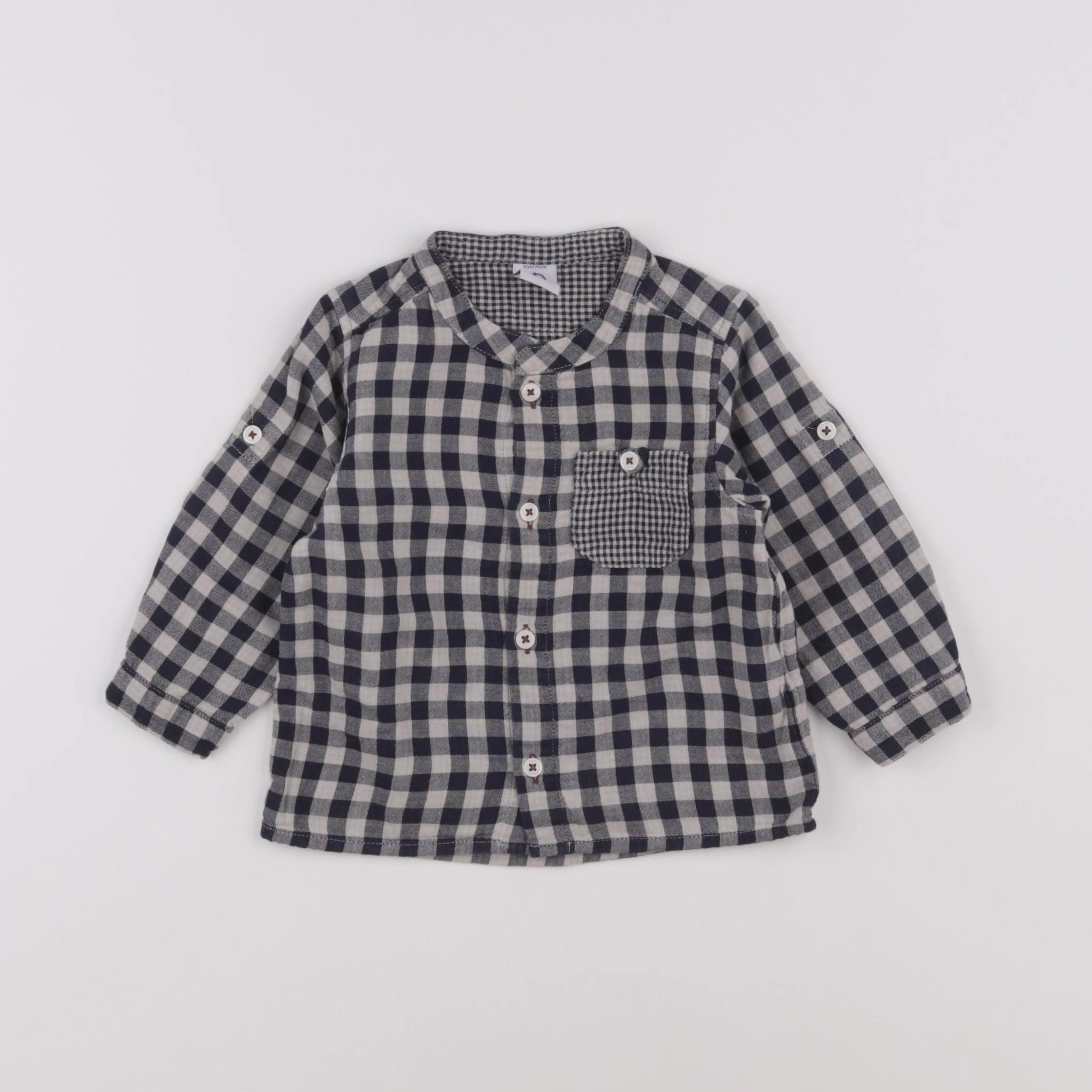 Petit Bateau - chemise bleu - 12 mois