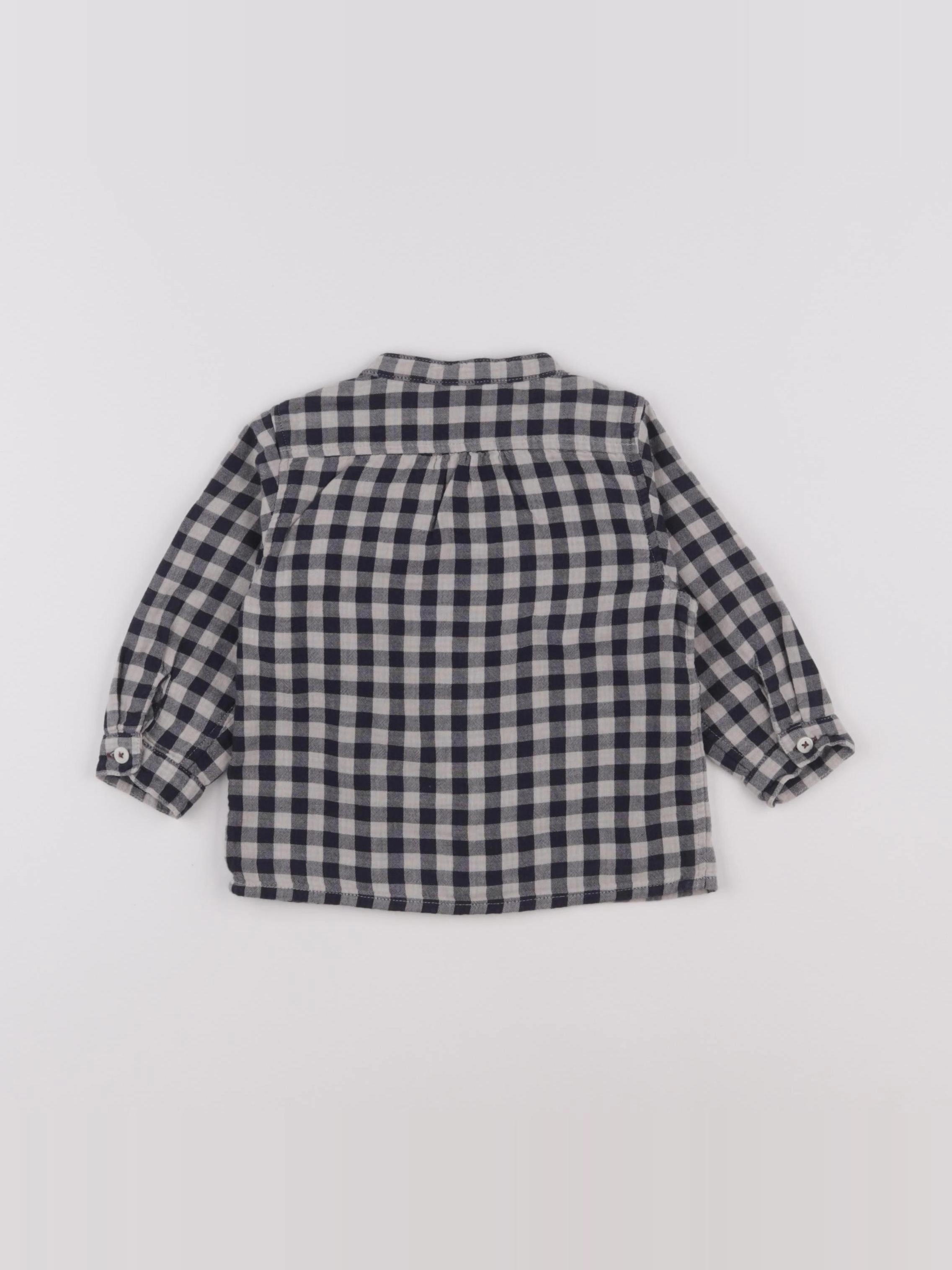 Petit Bateau - chemise bleu - 12 mois