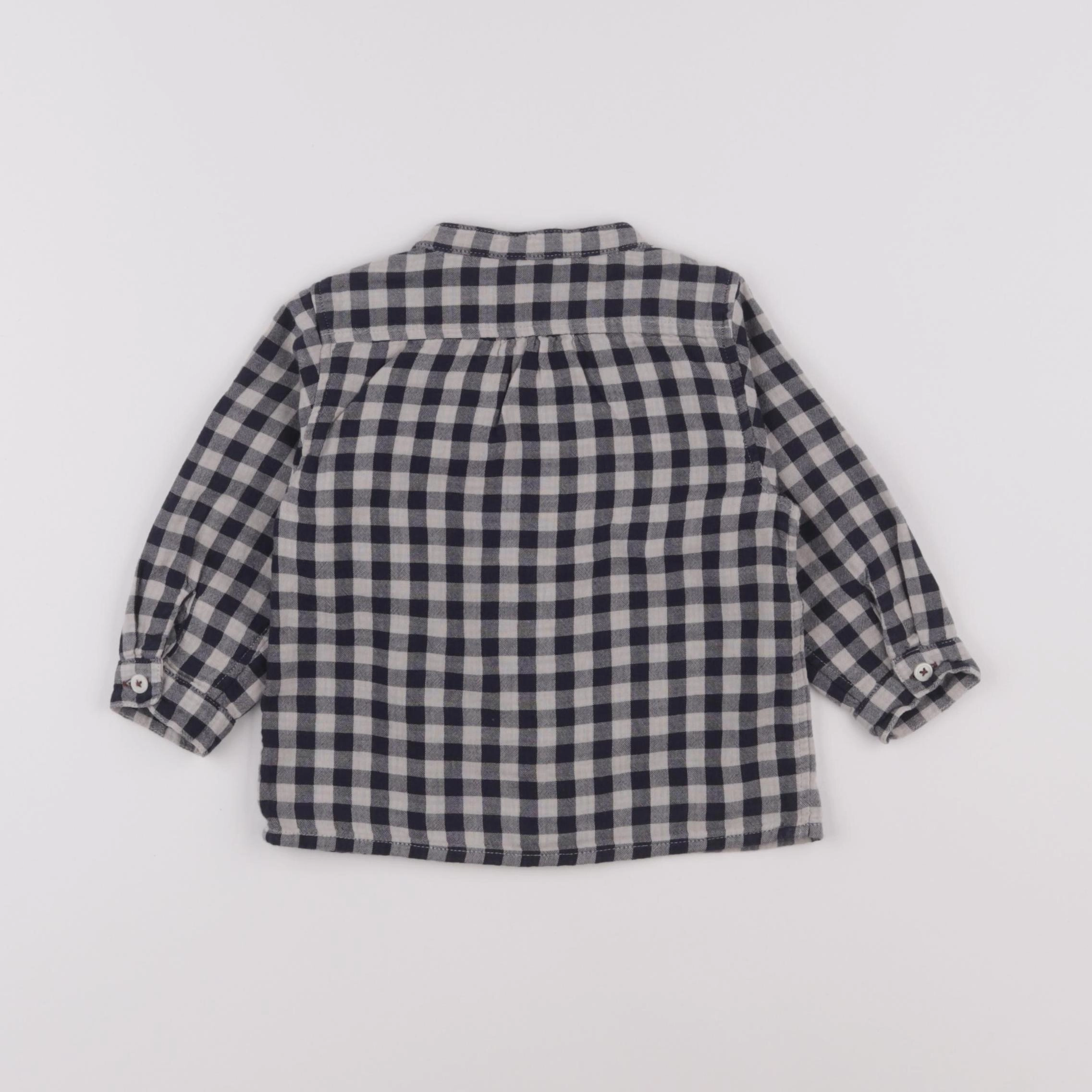 Petit Bateau - chemise bleu - 12 mois