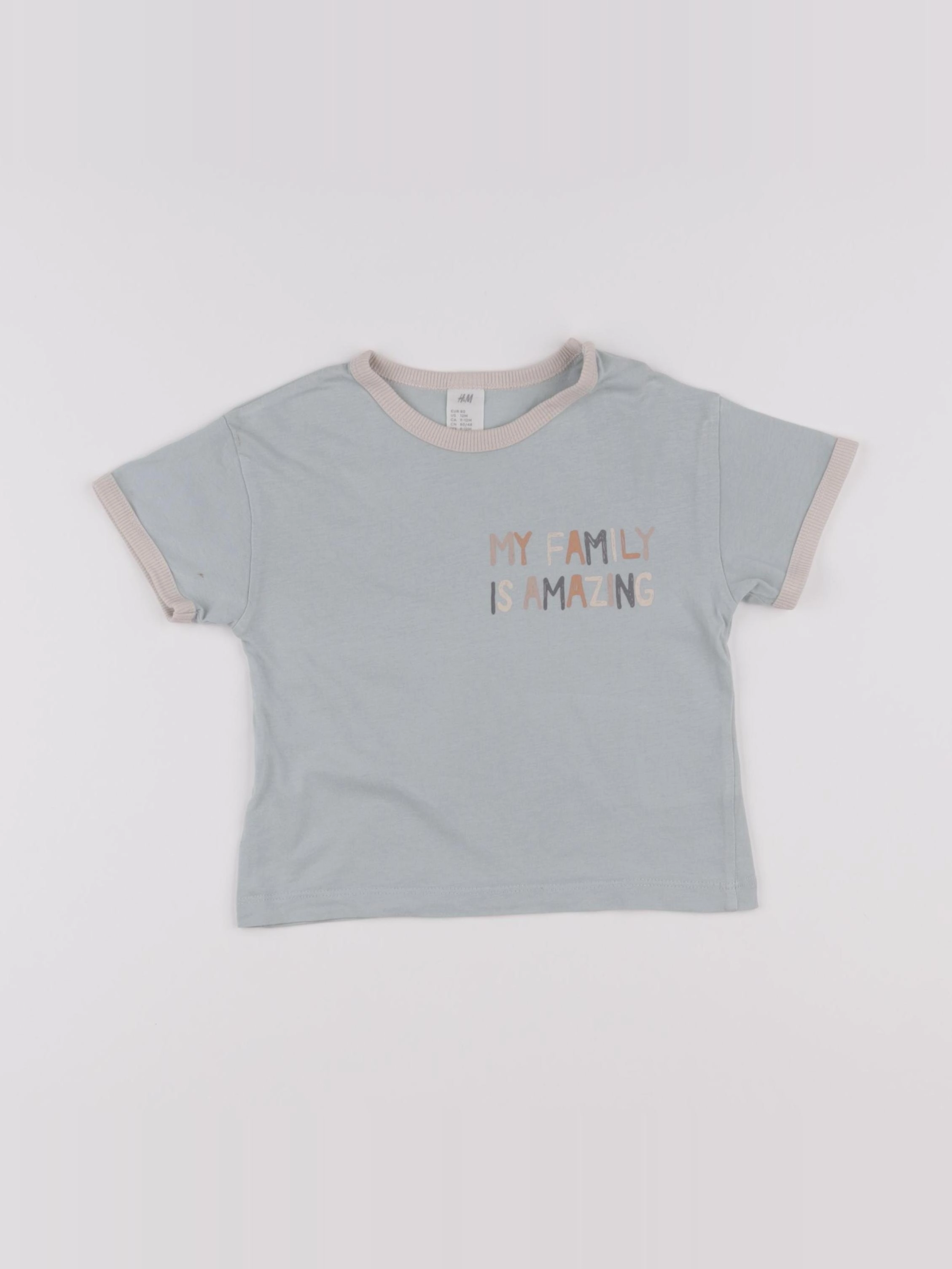 H&M - tee-shirt bleu - 9/12 mois