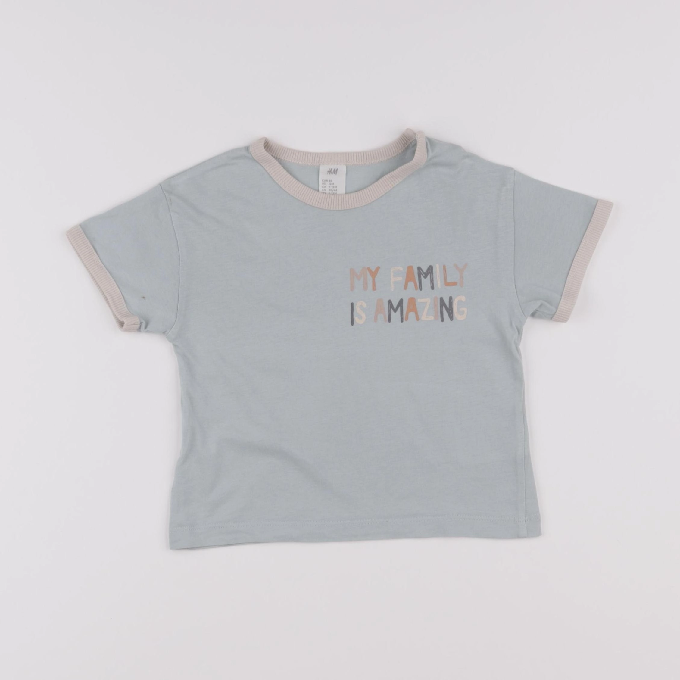 H&M - tee-shirt bleu - 9/12 mois