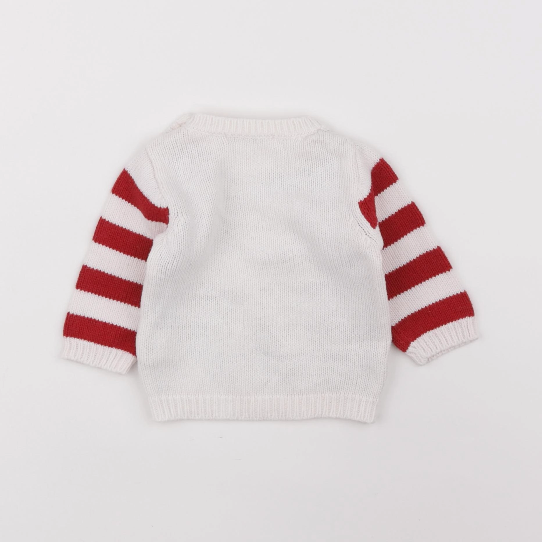 Vertbaudet - pull blanc, rouge - 3 mois