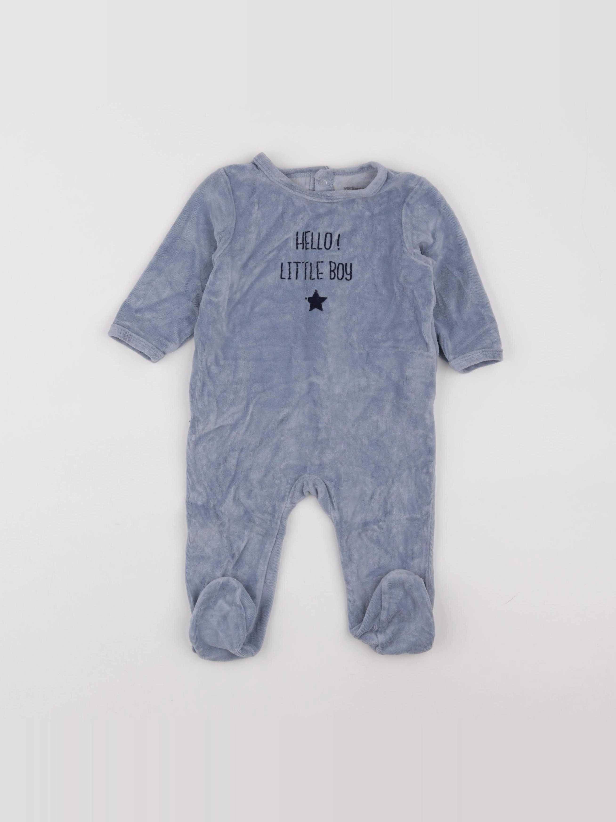Vertbaudet - pyjama velours bleu - 9 mois