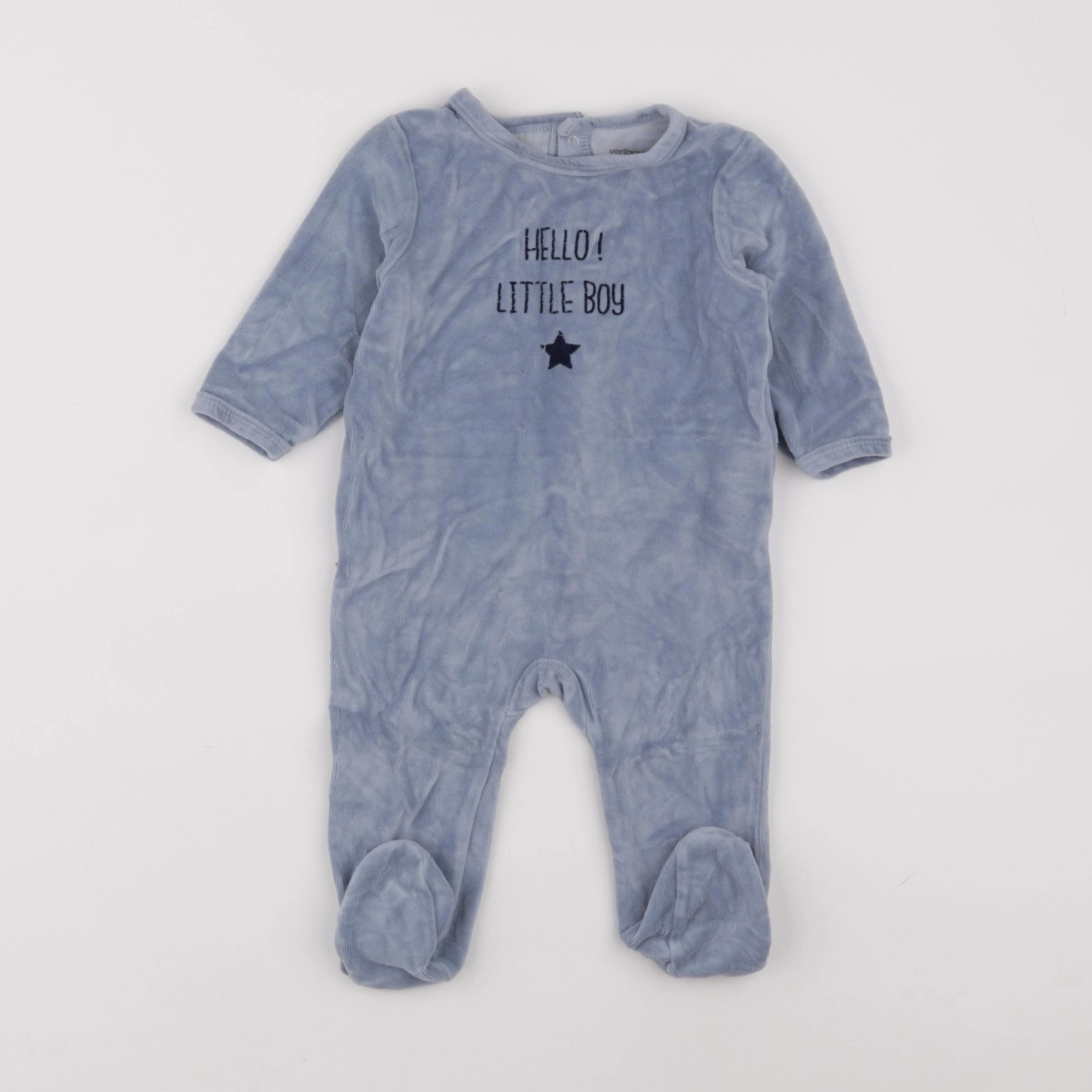 Vertbaudet - pyjama velours bleu - 9 mois