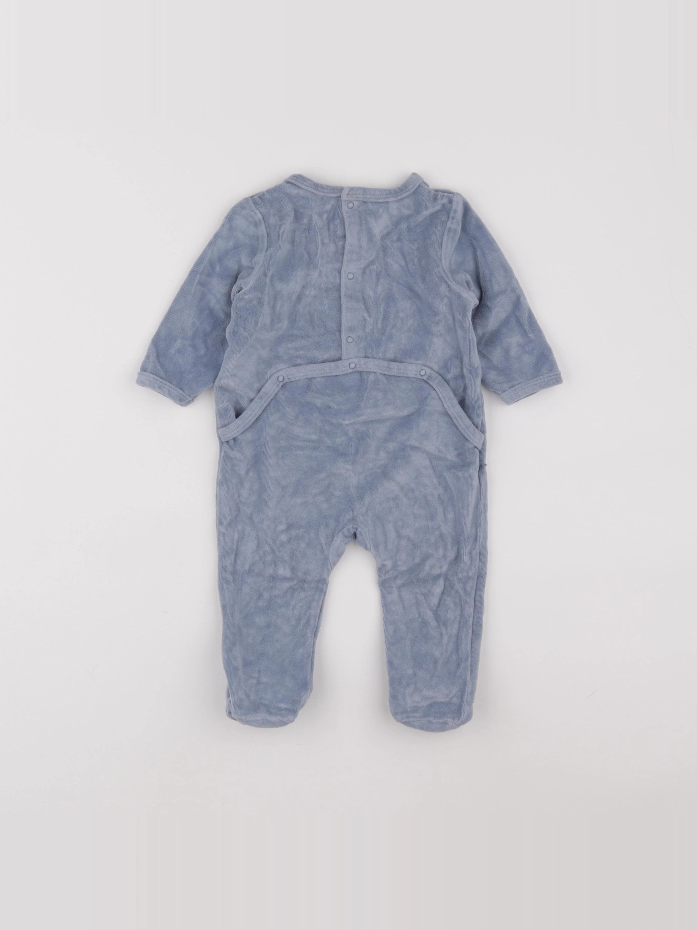 Vertbaudet - pyjama velours bleu - 9 mois