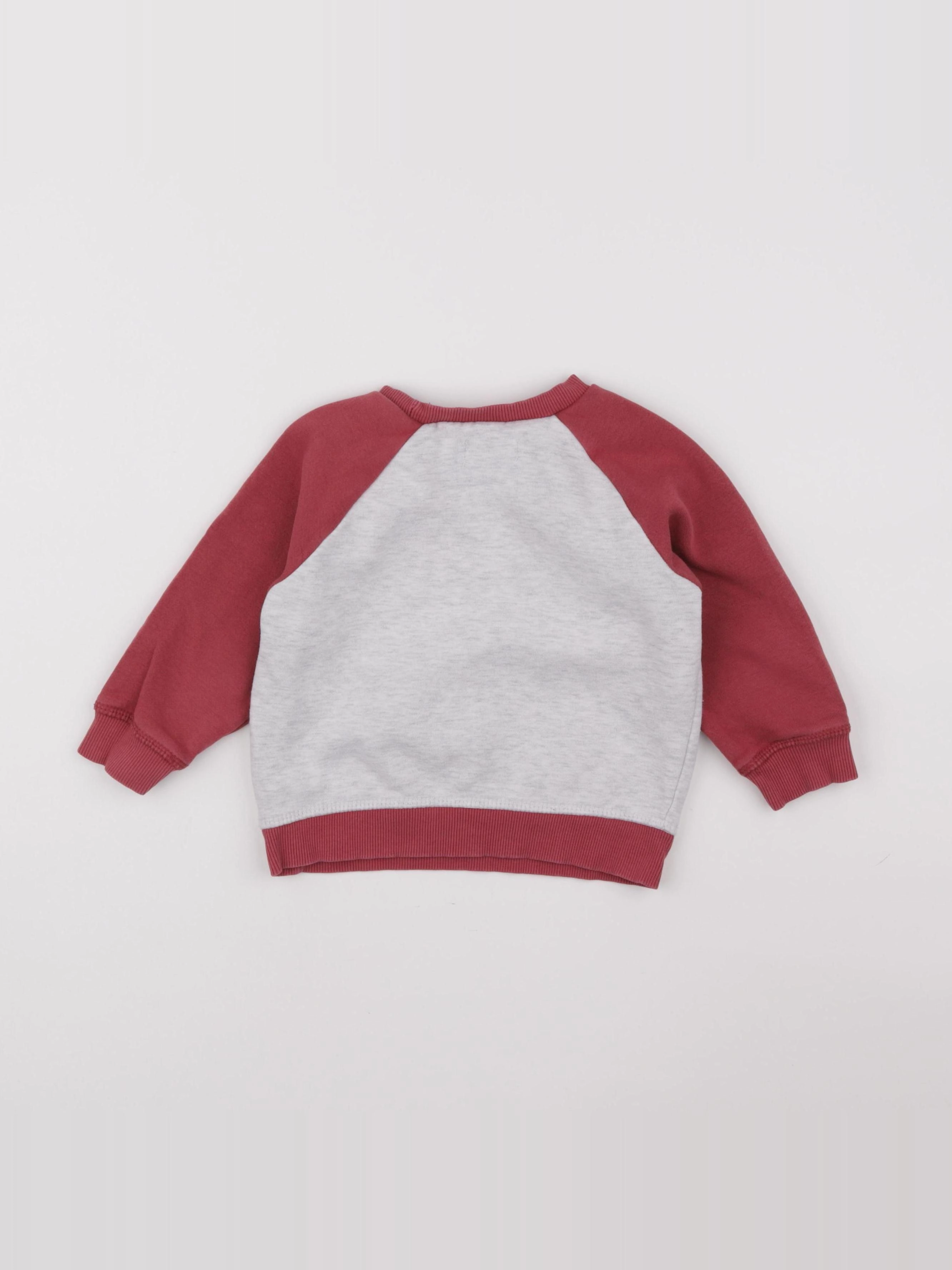 Vertbaudet - sweat gris, rouge - 3 ans