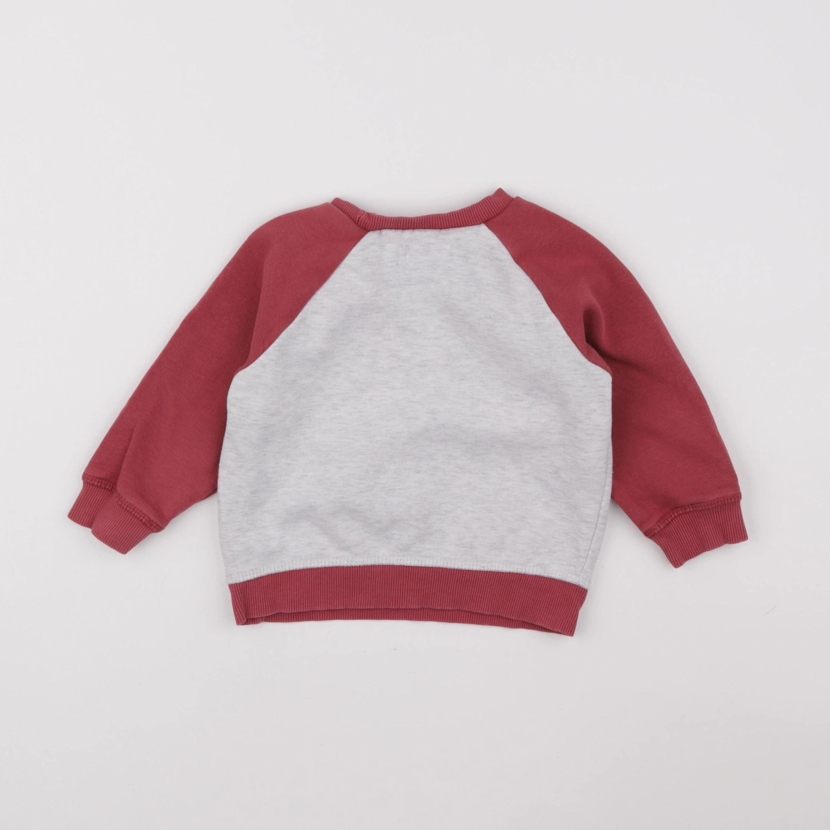 Vertbaudet - sweat gris, rouge - 3 ans