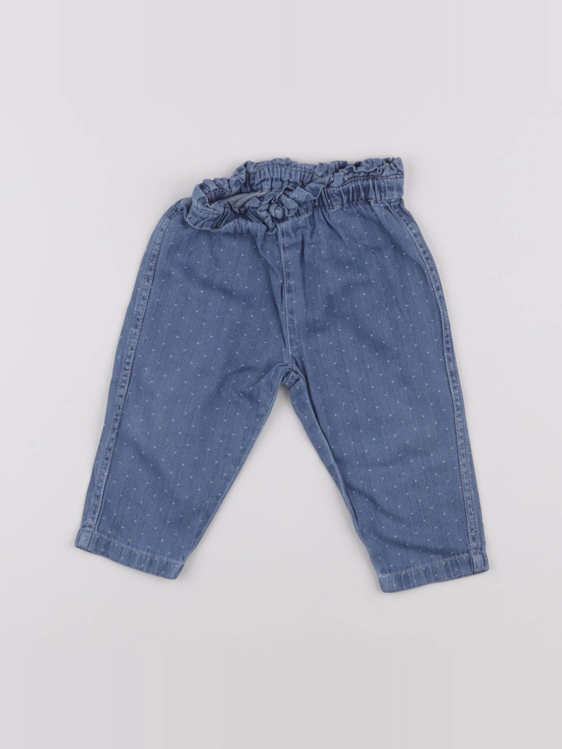 Petit Bateau - pantalon bleu - 12 mois