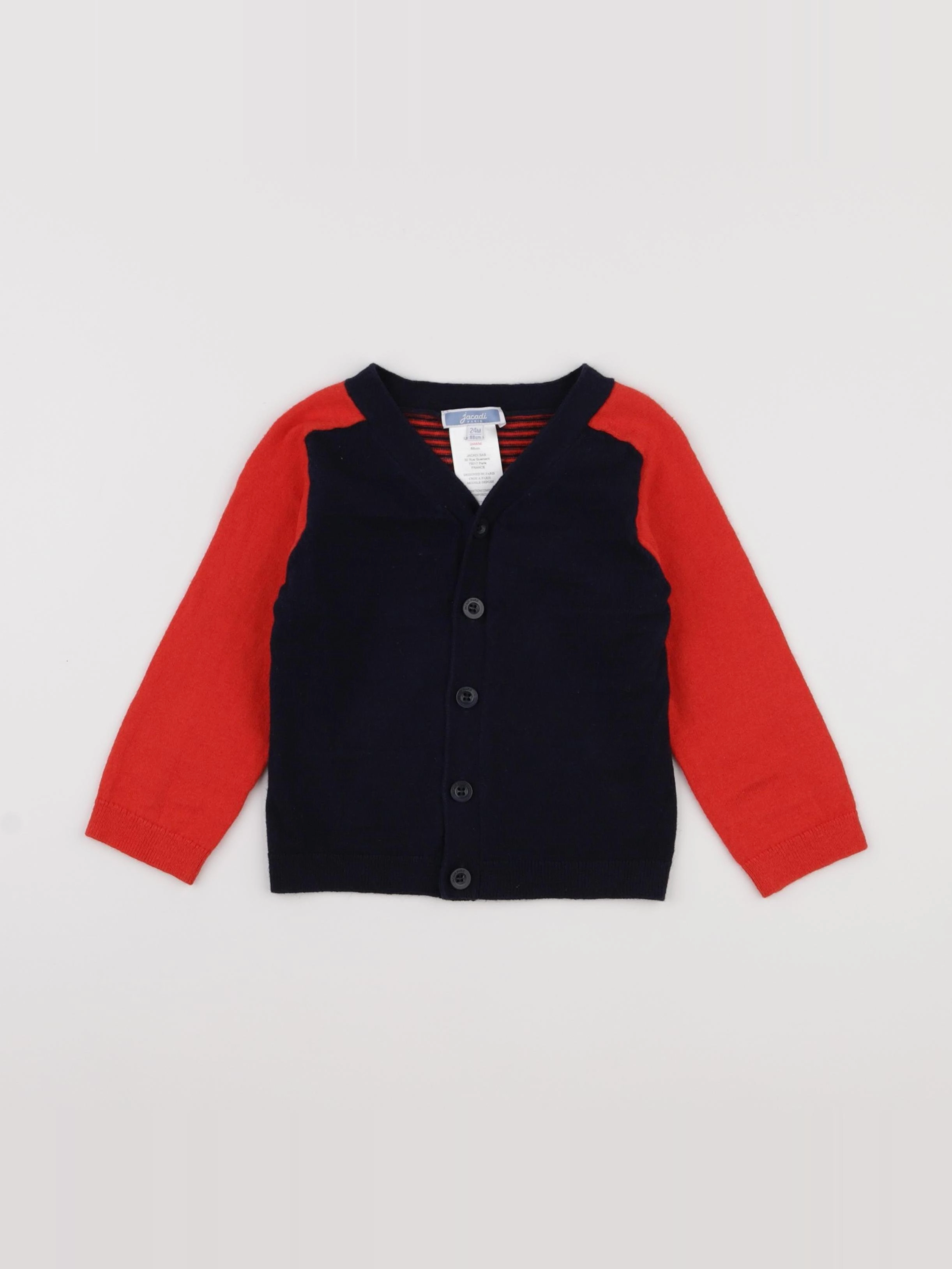 Jacadi - gilet bleu, rouge - 24 mois