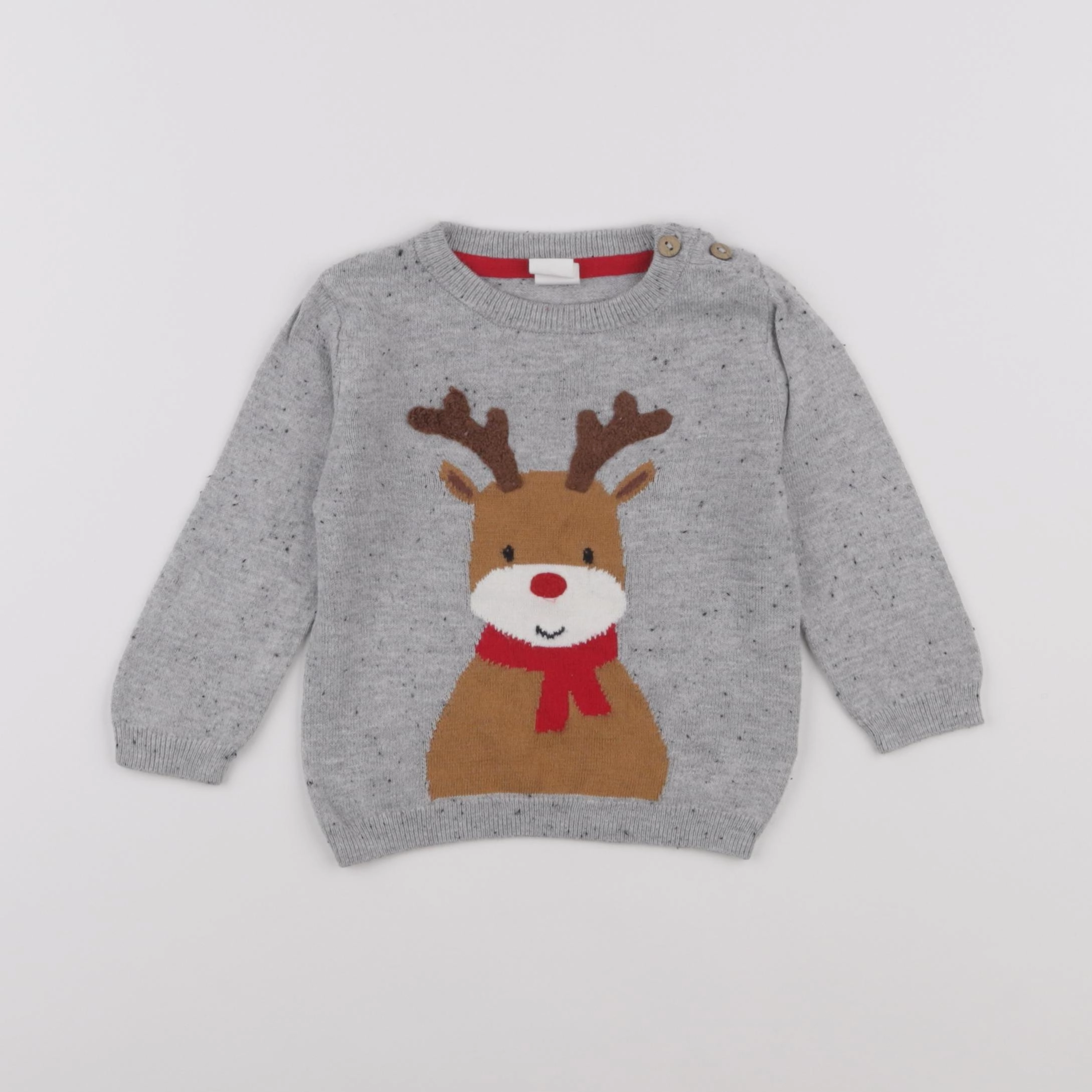 H&M - pull gris - 3/6 mois