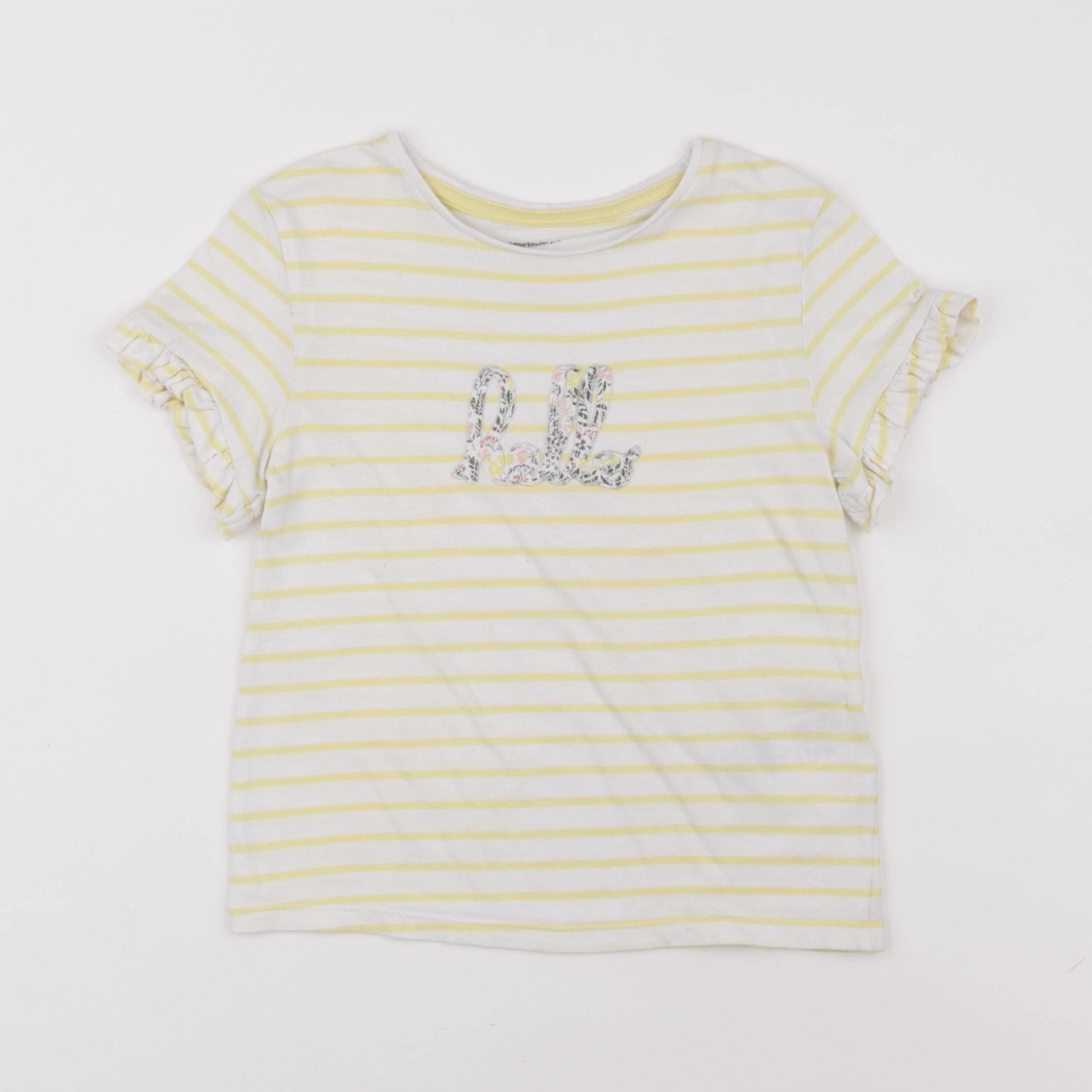 Vertbaudet - tee-shirt blanc, jaune - 6 ans