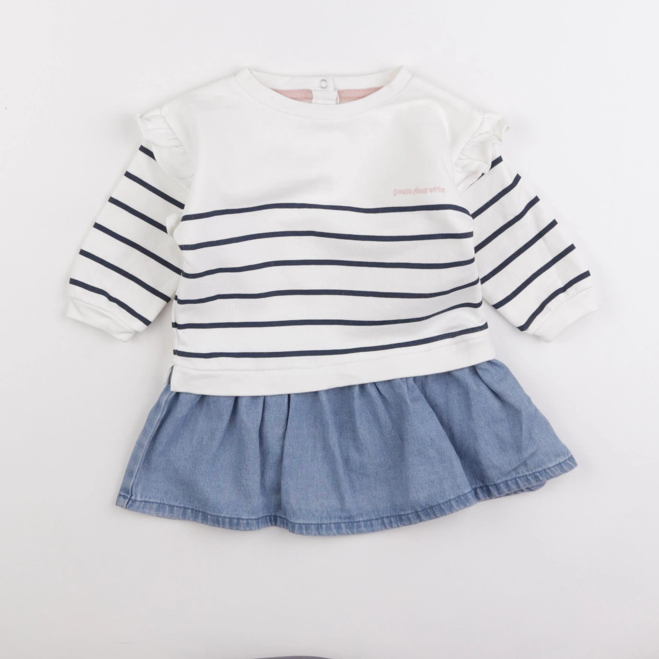 Vertbaudet - robe blanc, bleu - 12 mois
