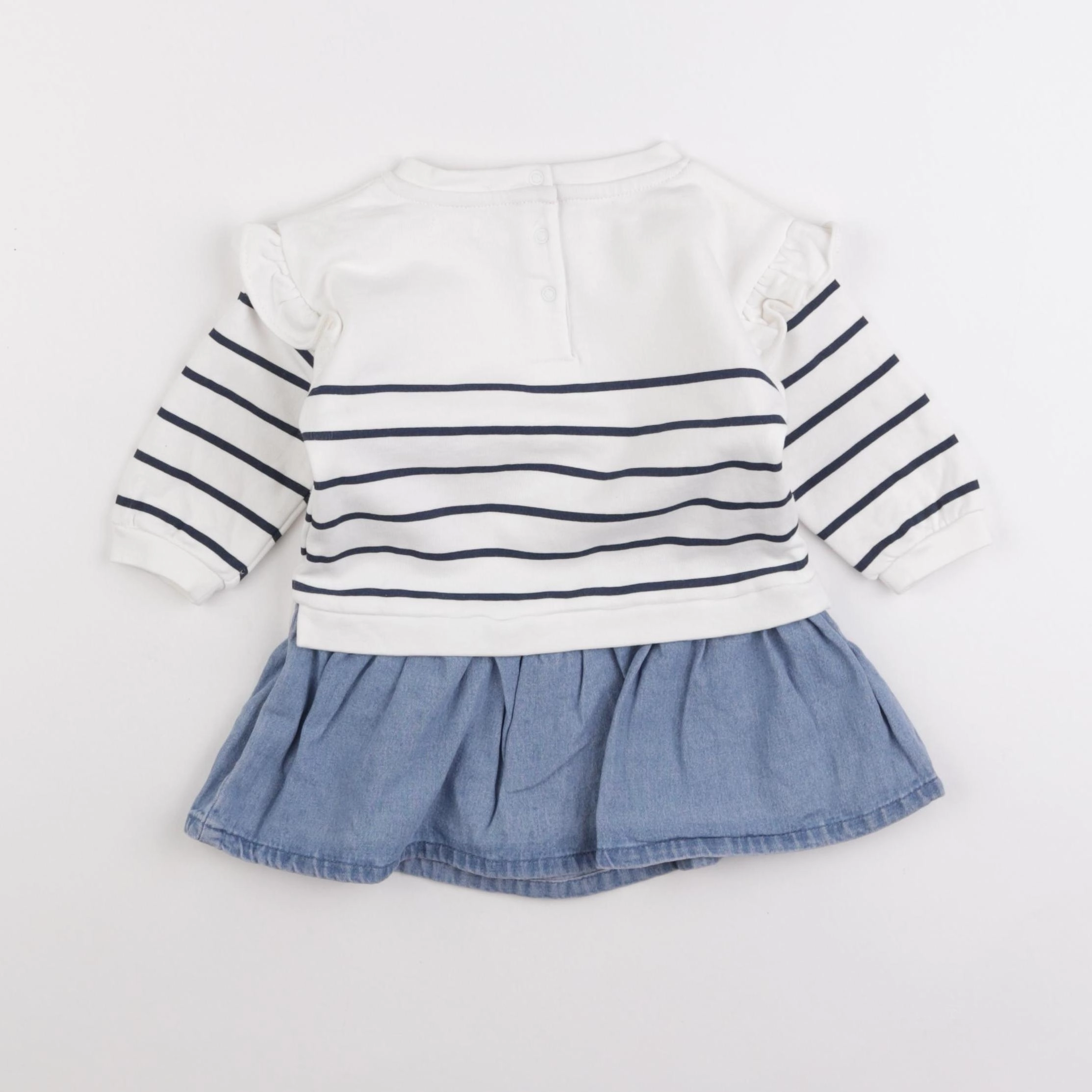 Vertbaudet - robe blanc, bleu - 12 mois