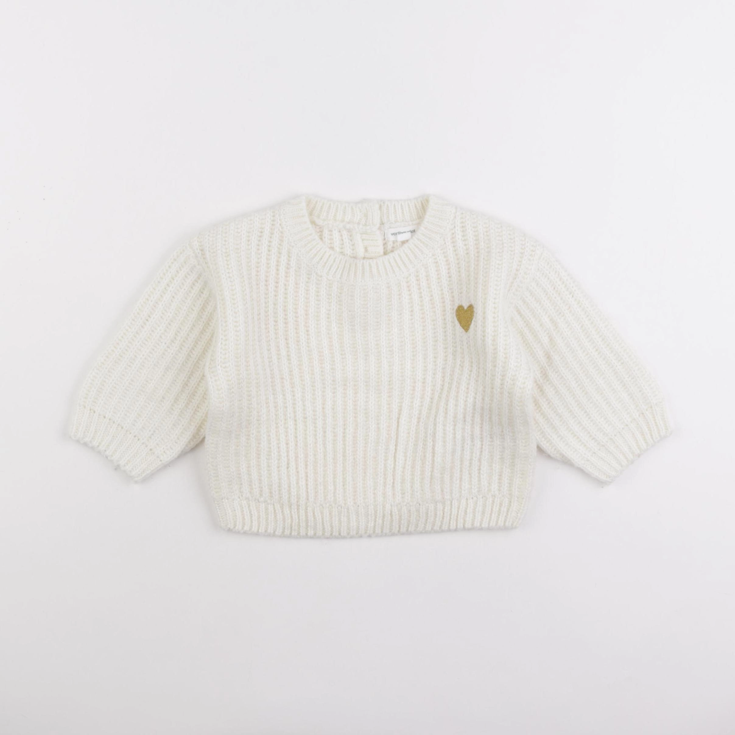 Vertbaudet - pull blanc - 12 mois