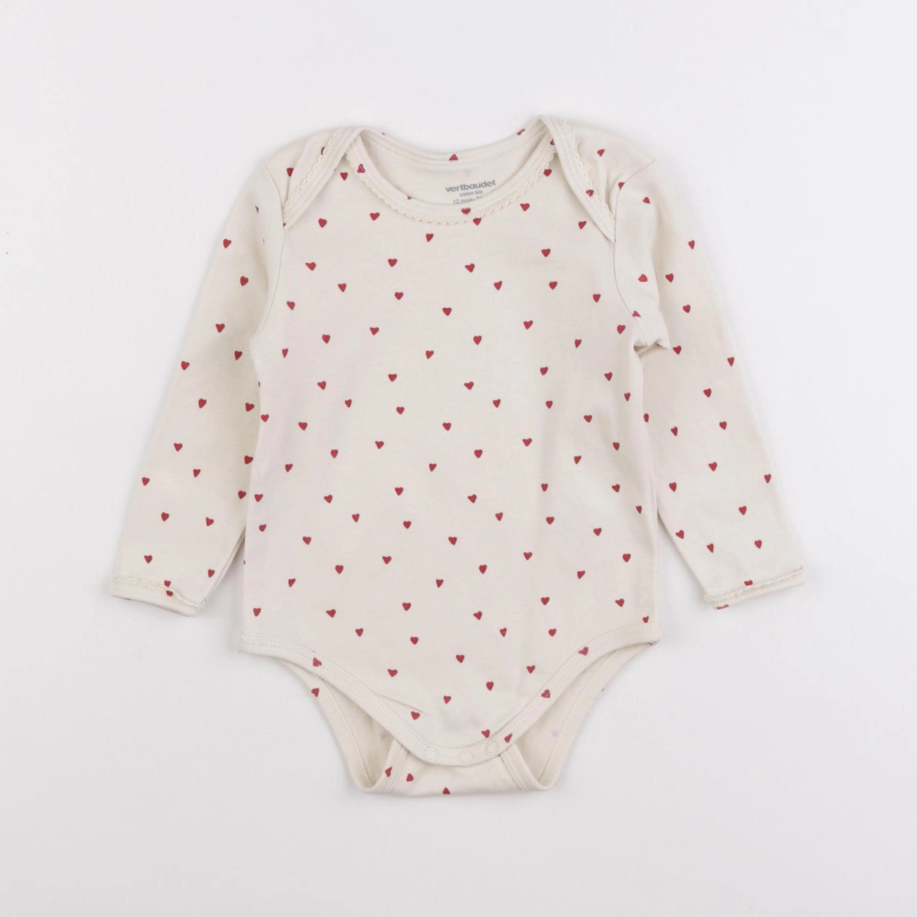 Vertbaudet - body beige, rouge - 12 mois