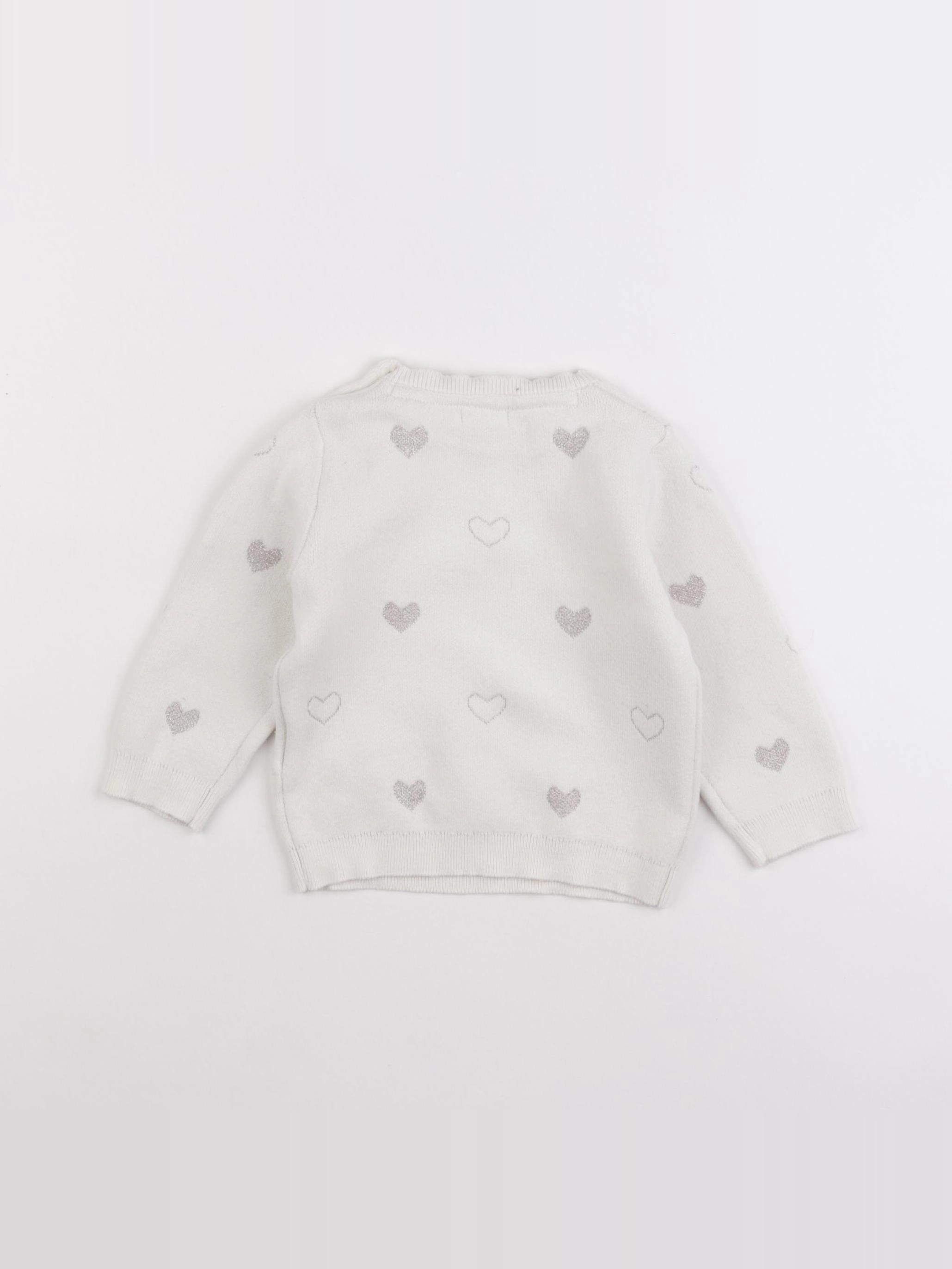 Vertbaudet - pull blanc, or - 12 mois