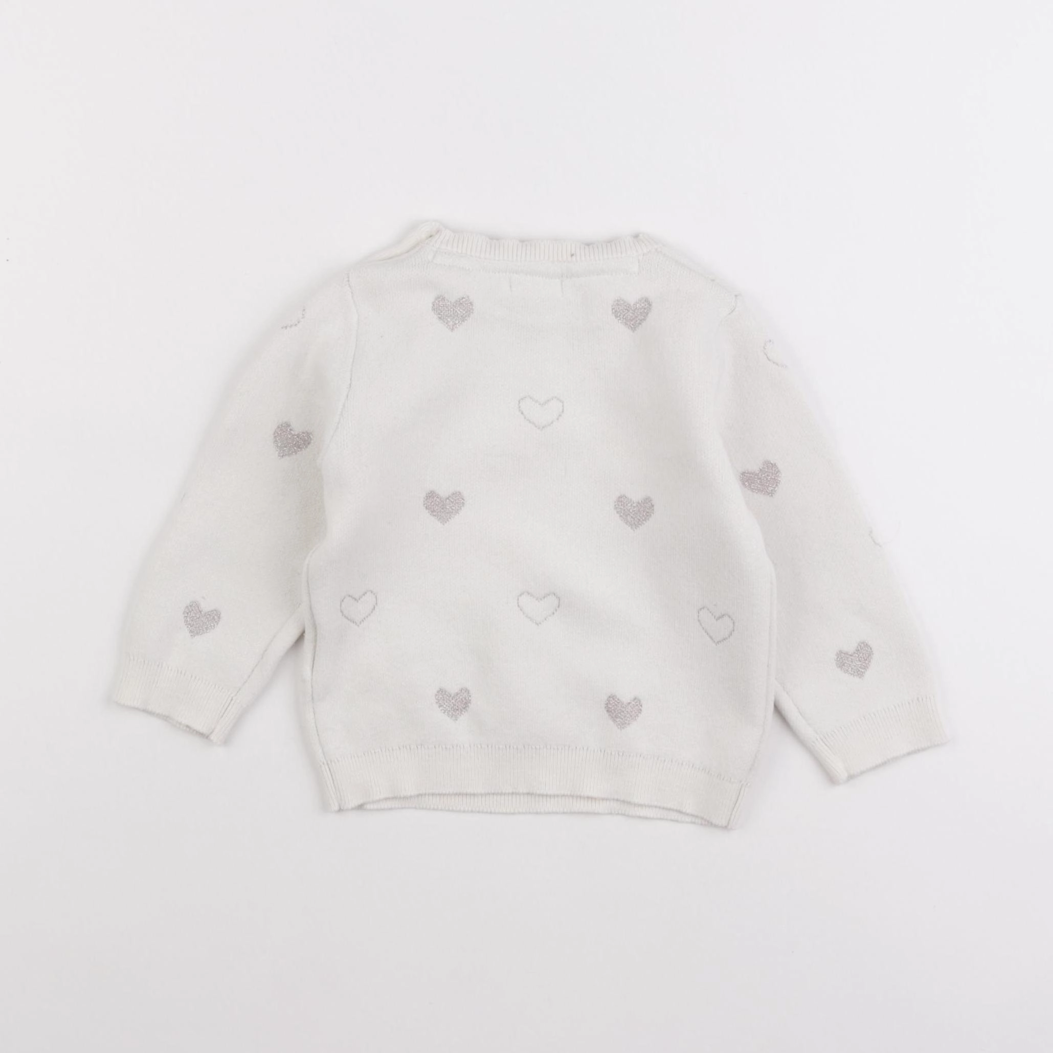 Vertbaudet - pull blanc, or - 12 mois