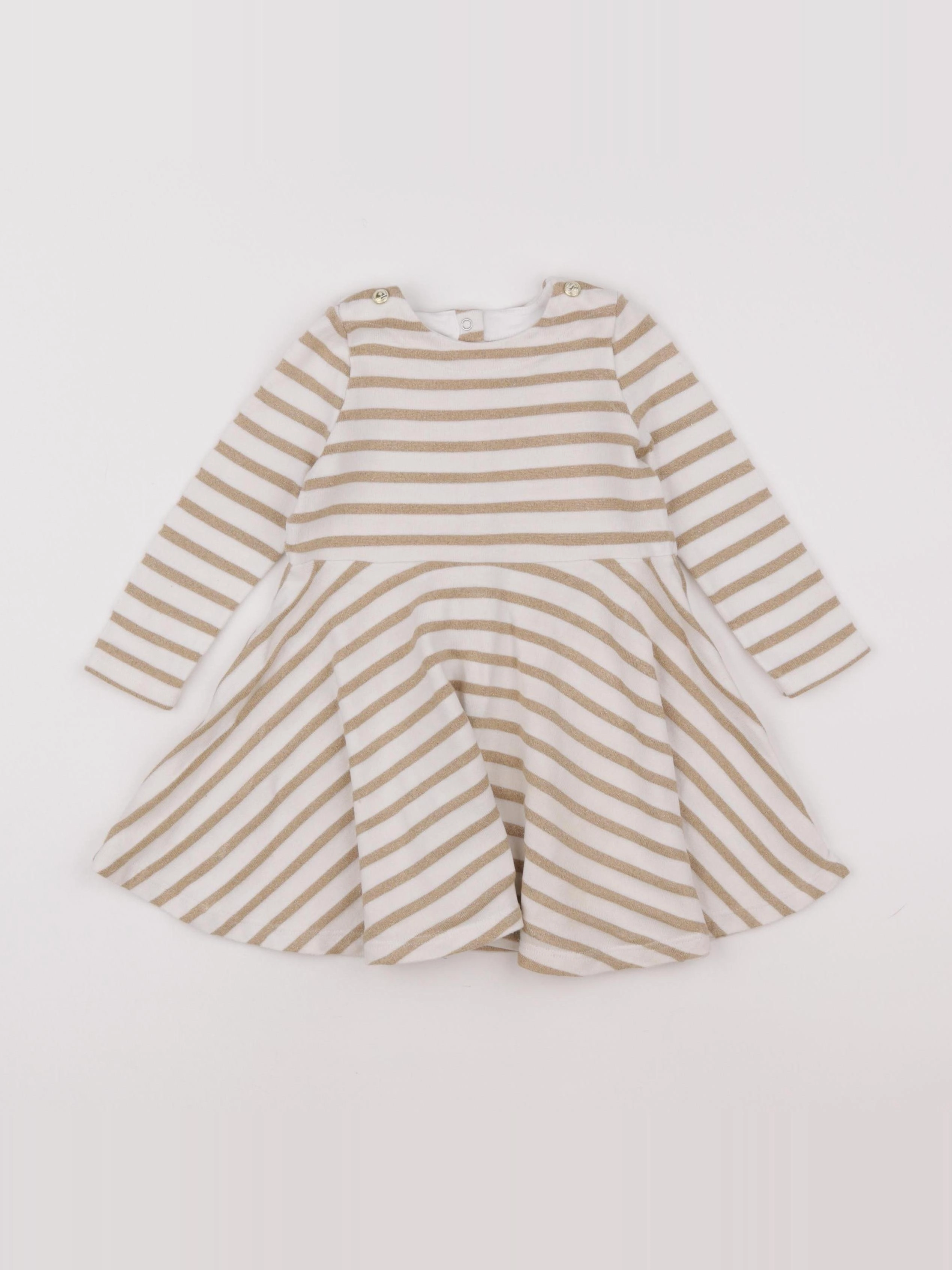 Petit Bateau - robe blanc, or - 18 mois