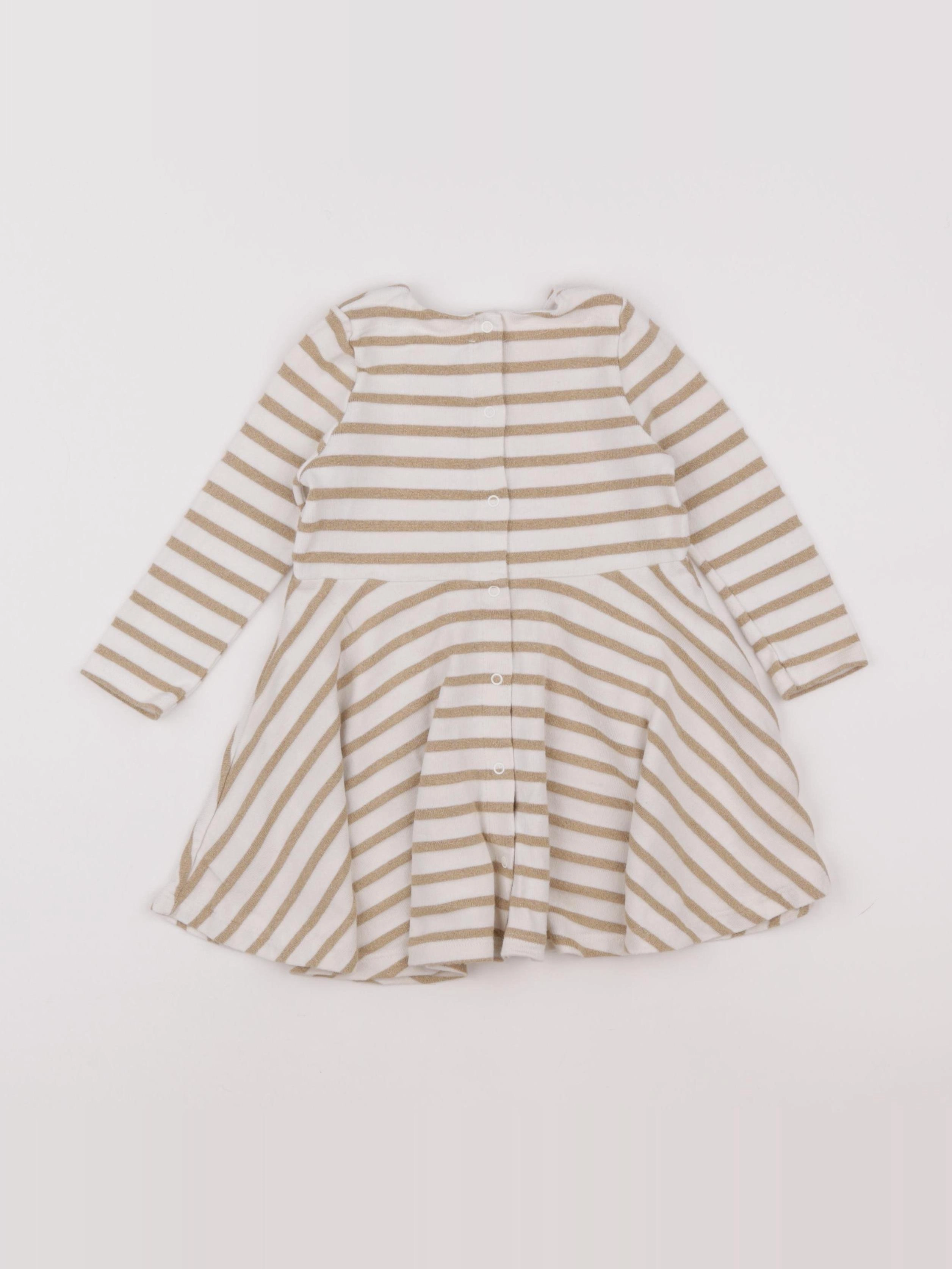 Petit Bateau - robe blanc, or - 18 mois