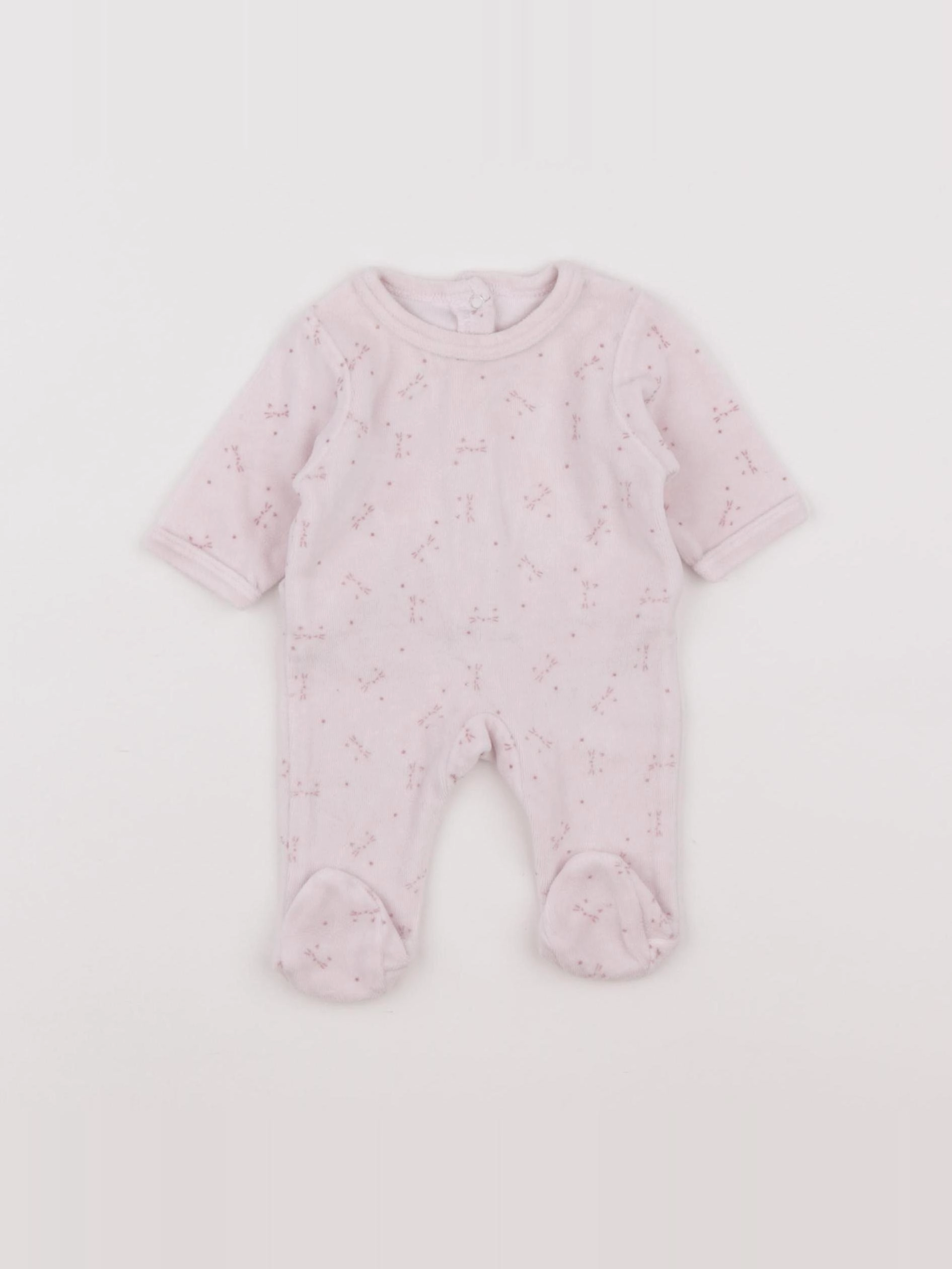 Vertbaudet - pyjama velours rose - 0 mois