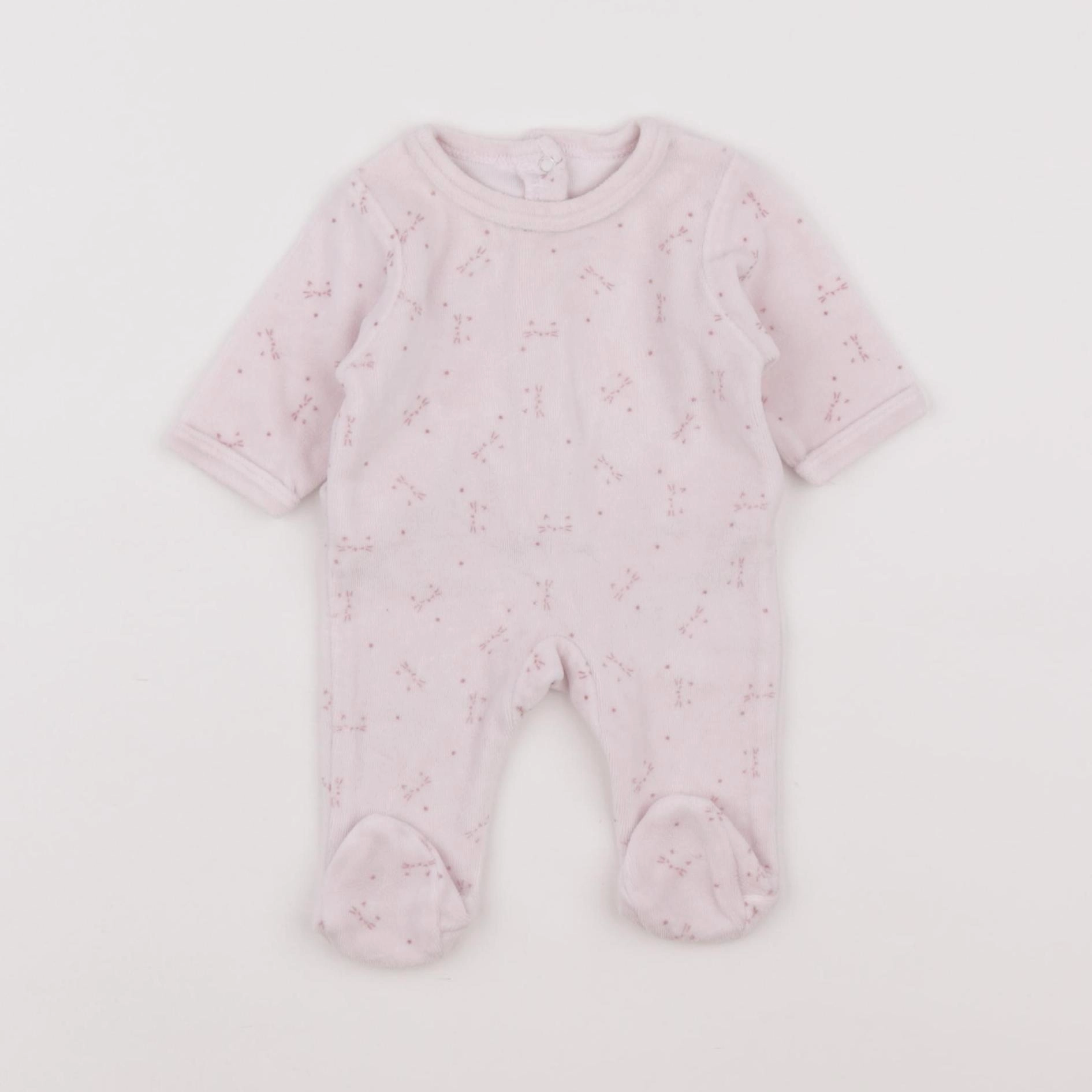 Vertbaudet - pyjama velours rose - 0 mois
