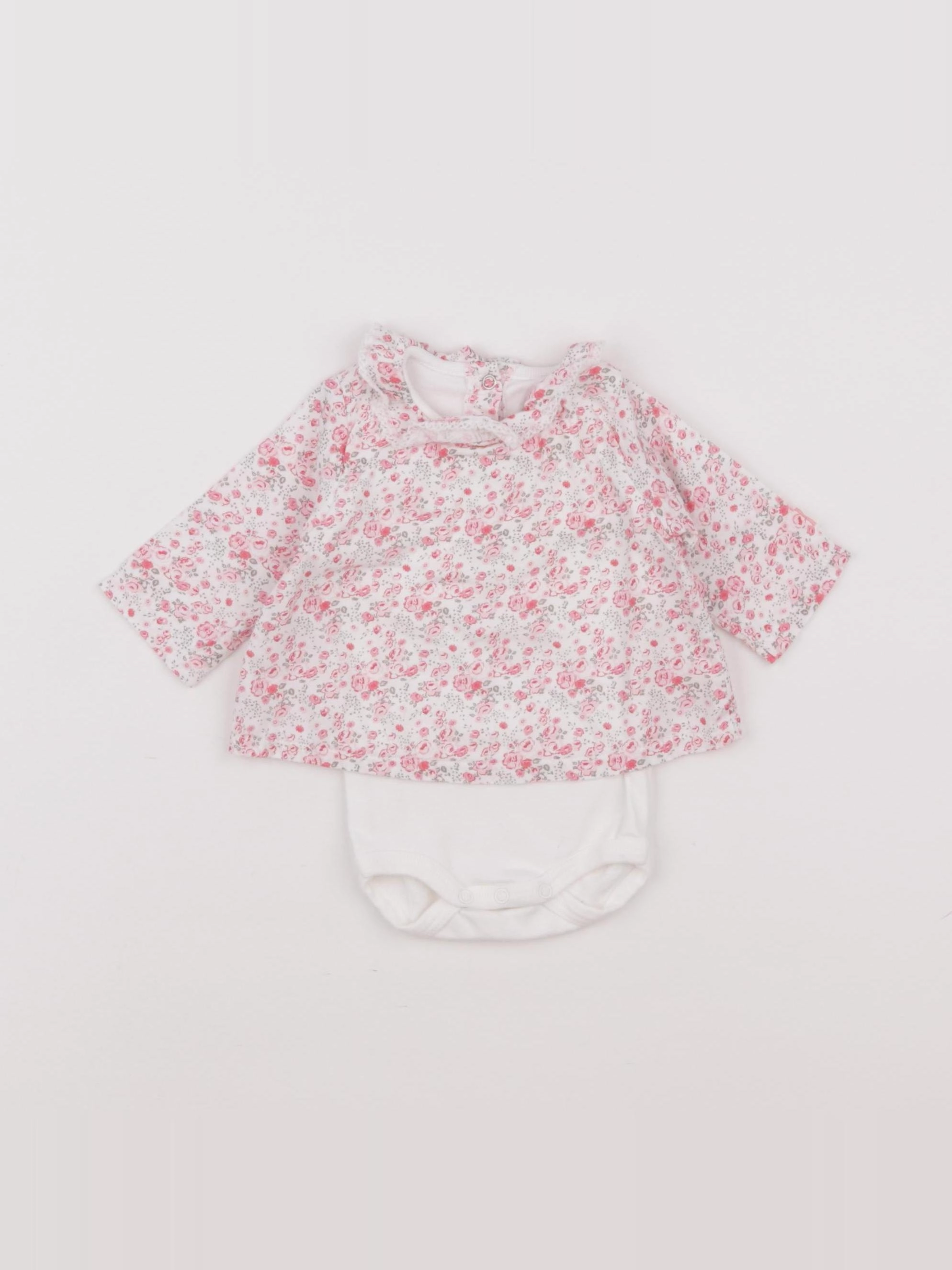 Petit Bateau - body blouse rose - 1 mois