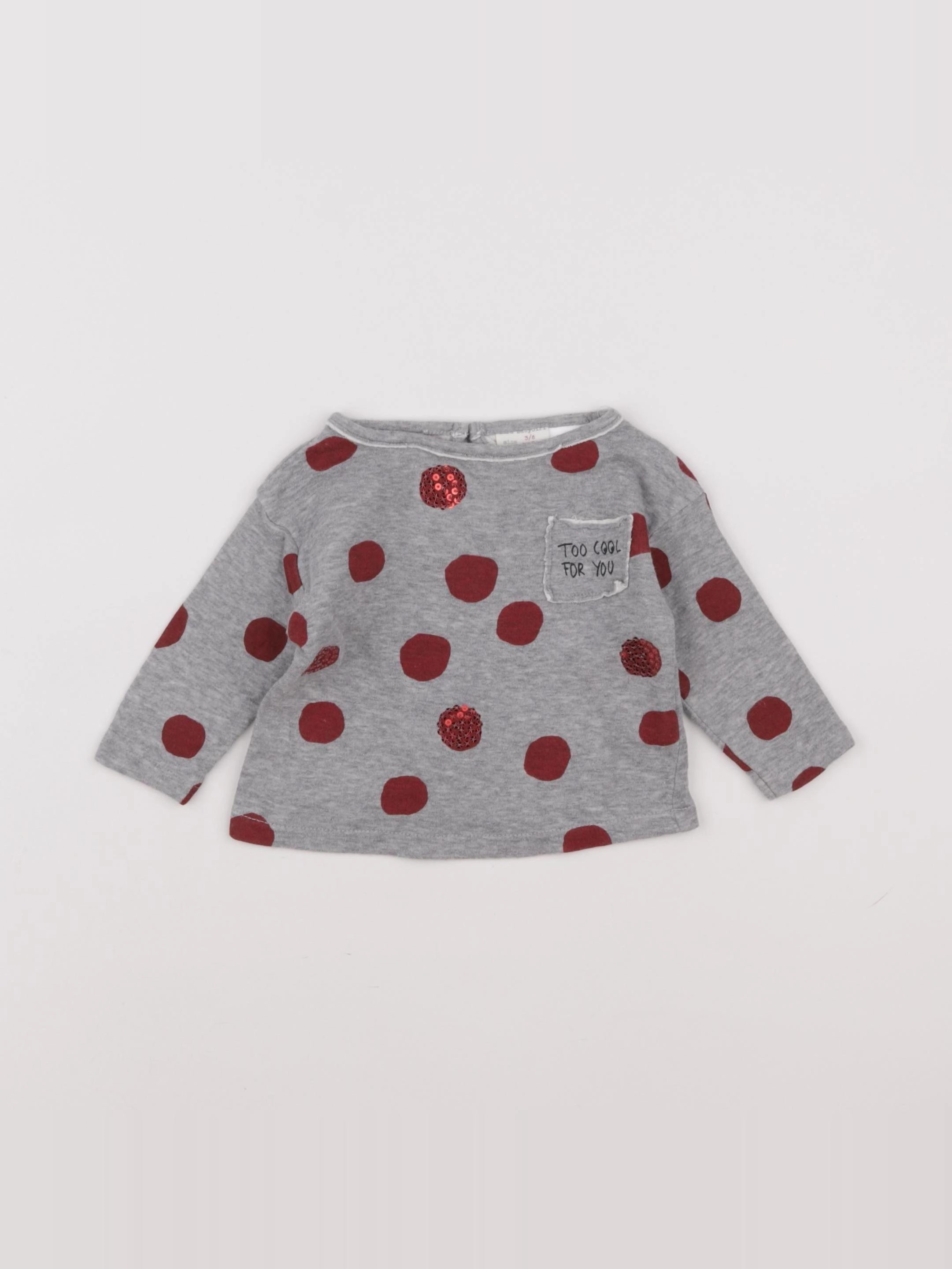 Zara - tee-shirt gris - 3/6 mois